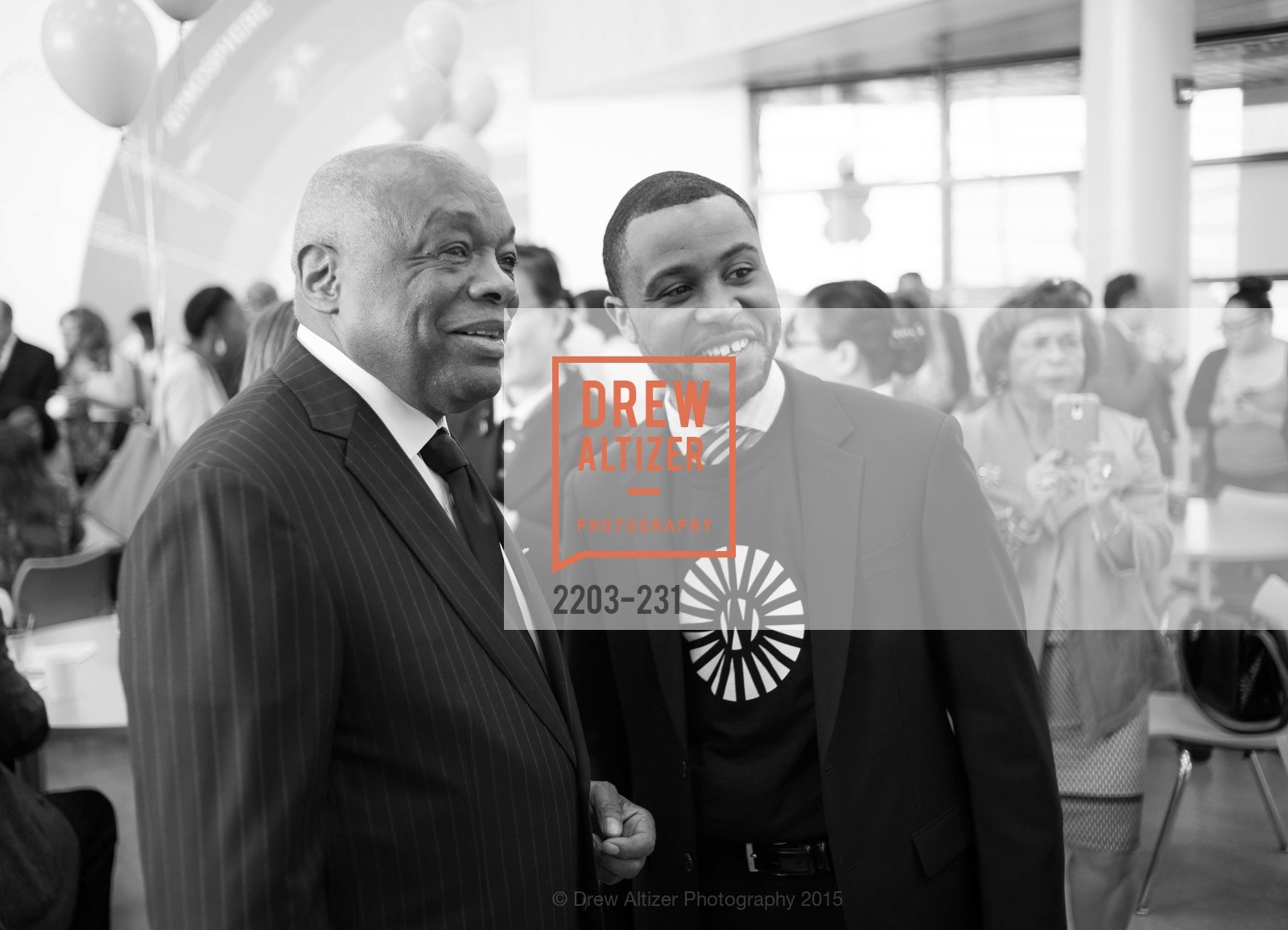 Willie Brown, Demetrius Hobson, Gucci & Vogue Dinner, Willie L. Brown Middle School. Willie L. Brown Middle School, . 2055 Silver Avenue, August 14th, 2015, Photo #2203-231 Willie Brown, Demetrius Hobson, Photo #2203-231