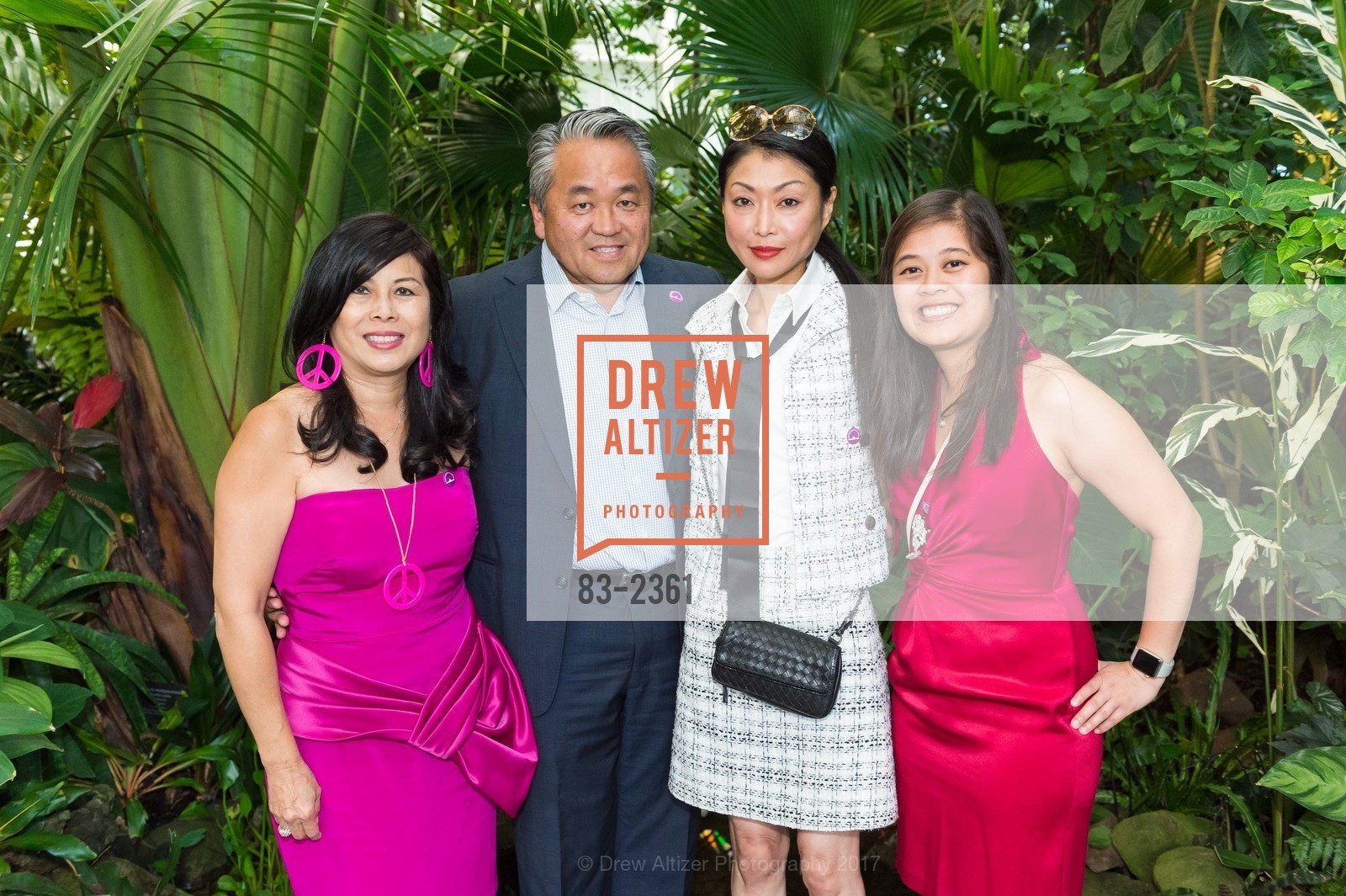 Sharon Seto, Anthony Sam, Kumiko Stevens, Melanie Seto, VIP Party for the Illumination of the Conservatory of Flowers 2017, Conservatory of Flowers. 100 John F. Kennedy Dr. Golden Gate Park SF, California, June 21st, 2017, Photo #83-2361 Sharon Seto, Anthony Sam, Kumiko Stevens, Melanie Seto, Photo #83-2361