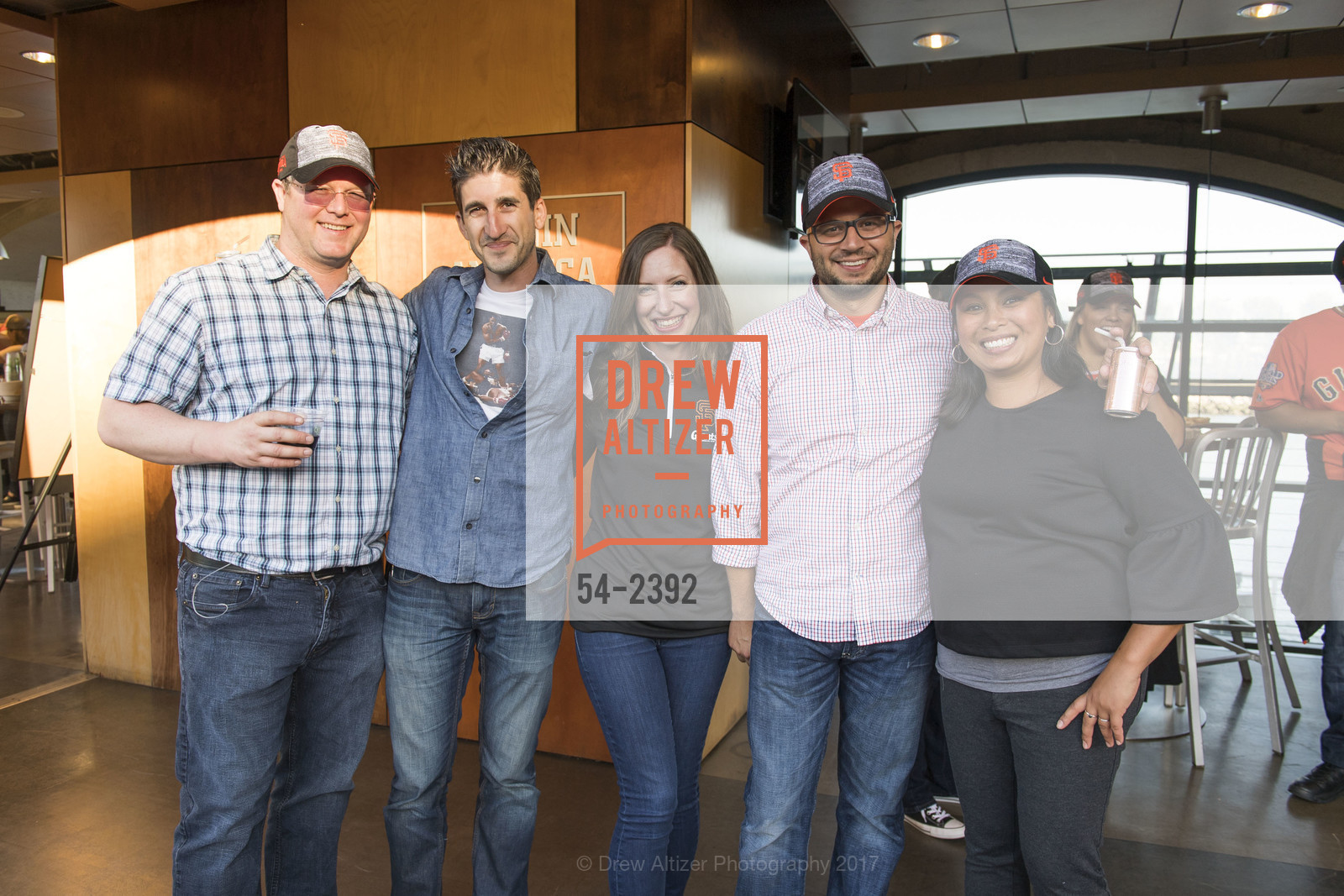 Evan Schiff, John Musto, Megan Rech, Nick Agius, Tondi Bolkan, Francis Ford Coppola Winery's Diamond on the Diamond 2017, AT&T Park, SF Giants Virgin America Loft, July 7th, 2017, Photo #54-2392 Evan Schiff, John Musto, Megan Rech, Nick Agius, Tondi Bolkan, Photo #54-2392