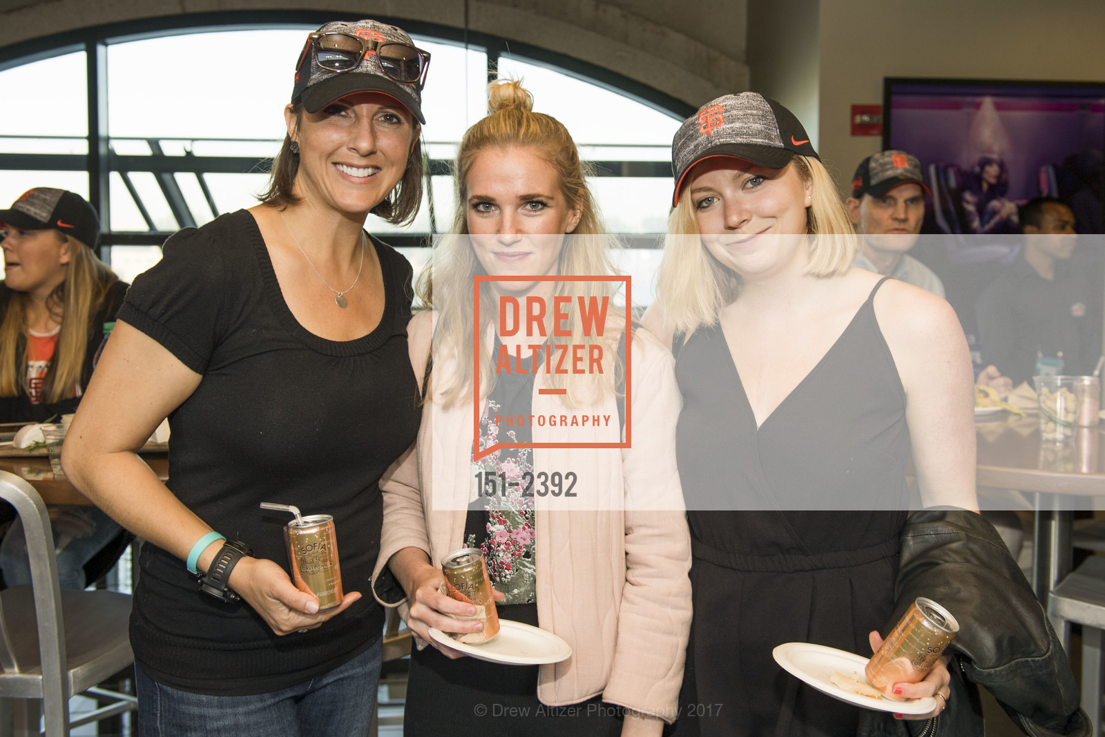 Jordan Costello, Briana Gagnier, Shelby Wax, Francis Ford Coppola Winery's Diamond on the Diamond 2017, AT&T Park, SF Giants Virgin America Loft, July 7th, 2017, Photo #151-2392 Jordan Costello, Briana Gagnier, Shelby Wax, Photo #151-2392