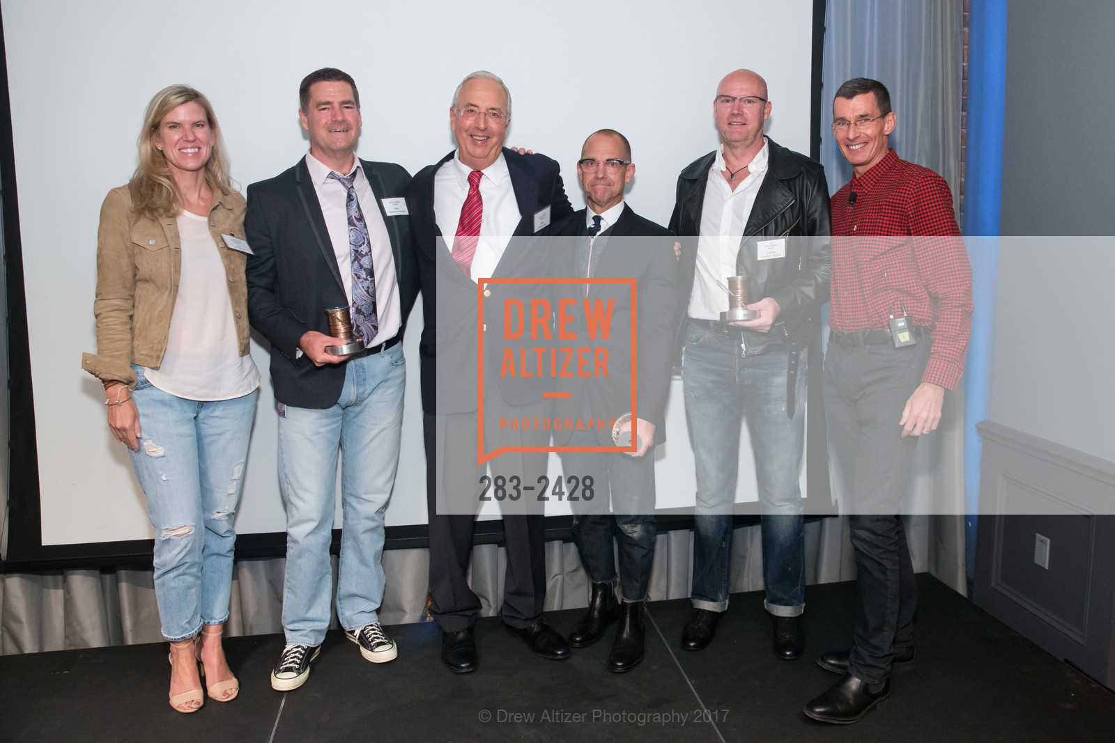 Liz O'Neill, Kevin Fox, Bob Haas, Bart Sights, Franky Bangaever, Chip Bergh, 2017 Koshland/ Haas Awards, The Battery, Parlor. 717 Battery St. San Francisco, California 94111, July 27th, 2017, Photo #283-2428 Liz O'Neill, Kevin Fox, Bob Haas, Bart Sights, Franky Bangaever, Chip Bergh, Photo #283-2428