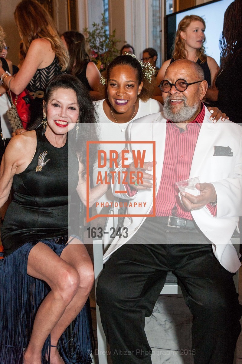 Janice Mirikitani, Chinaka Hodge, Cecil Williams, Gucci & Vogue Dinner, The Regency Ballroom. The Regency Ballroom, . 1300 Van Ness Ave, August 22nd, 2015, Photo #163-243 Janice Mirikitani, Chinaka Hodge, Cecil Williams, Photo #163-243