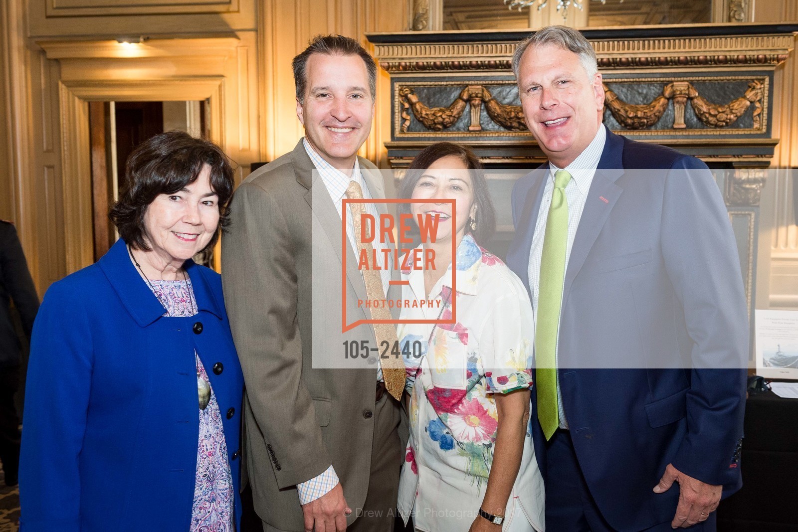 Frances Baker, Matt Safranek, Margo Maxey, Ernst Bauer, The Salvation Army's 13th Annual Flower Power Luncheon 2017, Sir Francis Drake Hotel. 450 Powell St. San Francisco, California, August 2nd, 2017, Photo #105-2440 Frances Baker, Matt Safranek, Margo Maxey, Ernst Bauer, Photo #105-2440