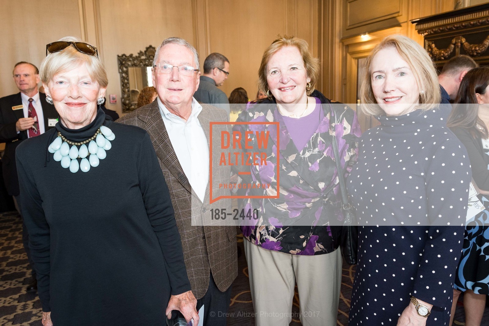 Nancy Haggerty, Dick Clark, Mimi Lawrence, Patricia Otstott, The Salvation Army's 13th Annual Flower Power Luncheon 2017, Sir Francis Drake Hotel. 450 Powell St. San Francisco, California, August 2nd, 2017, Photo #185-2440 Nancy Haggerty, Dick Clark, Mimi Lawrence, Patricia Otstott, Photo #185-2440