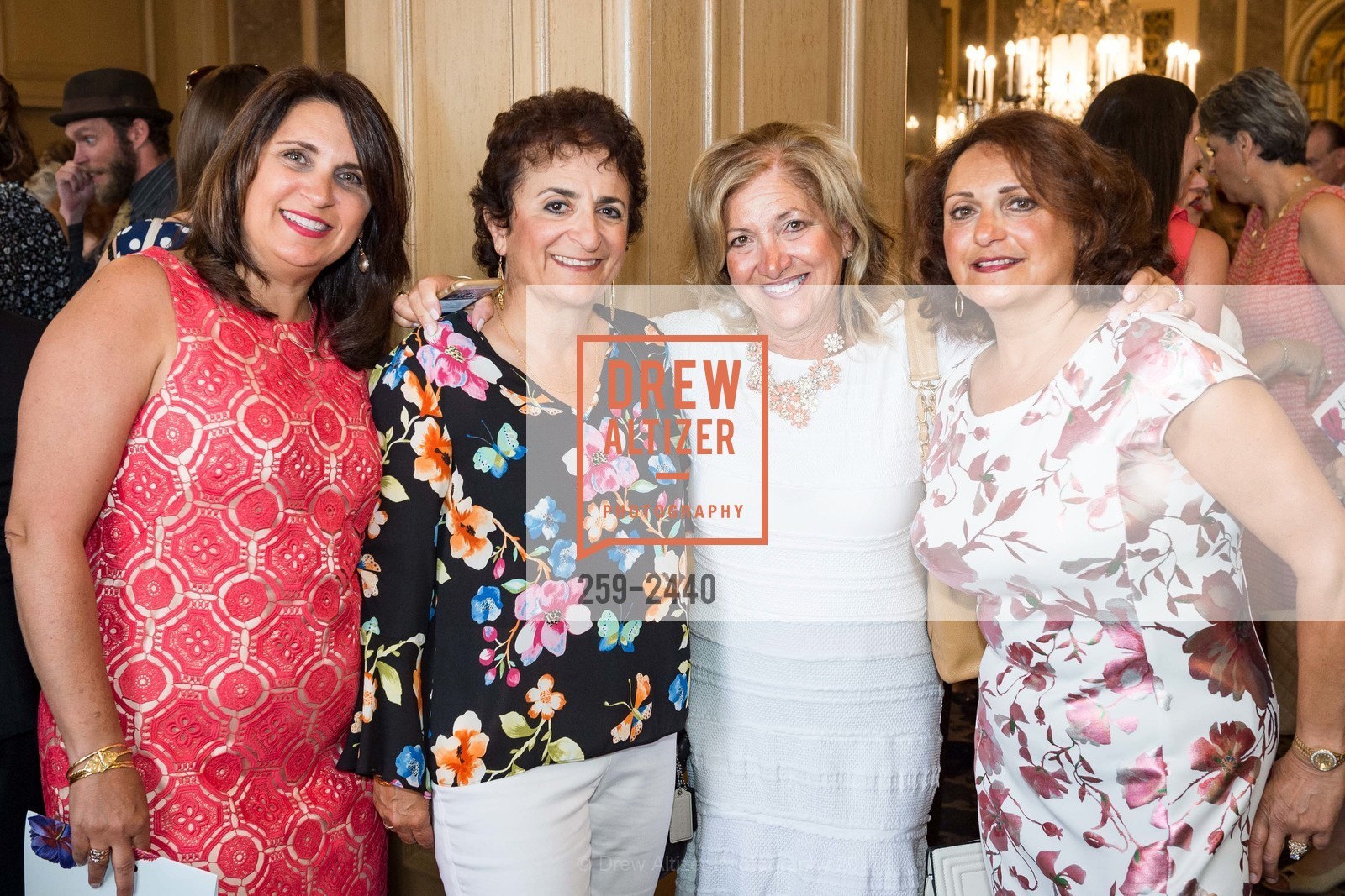 Randa Dudum, Jane Nahass, Rhonda Kreitem, Sue Dudum, The Salvation Army's 13th Annual Flower Power Luncheon 2017, Sir Francis Drake Hotel. 450 Powell St. San Francisco, California, August 2nd, 2017, Photo #259-2440 Randa Dudum, Jane Nahass, Rhonda Kreitem, Sue Dudum, Photo #259-2440
