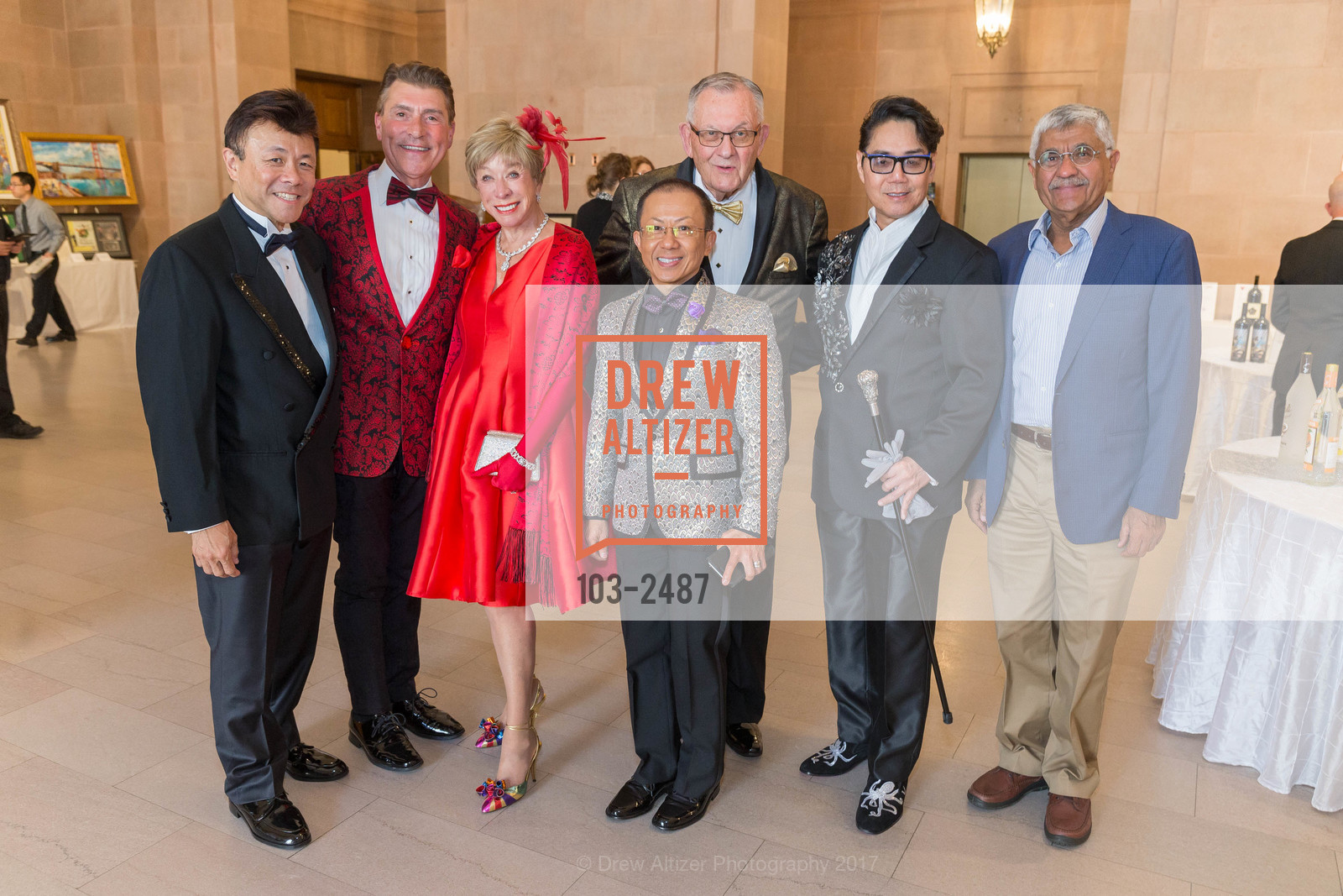 Fred Dea, Robert Beadle, Maria Pitcairn, Lawrence Wu, Dennis White, Lawrence Wong, Faruk Ahmad, Puttin on the glitz Help Is on the Way XIII, Herbst Theater, August 20th, 2017, Photo #103-2487 Fred Dea, Robert Beadle, Maria Pitcairn, Lawrence Wu, Dennis White, Lawrence Wong, Faruk Ahmad, Photo #103-2487