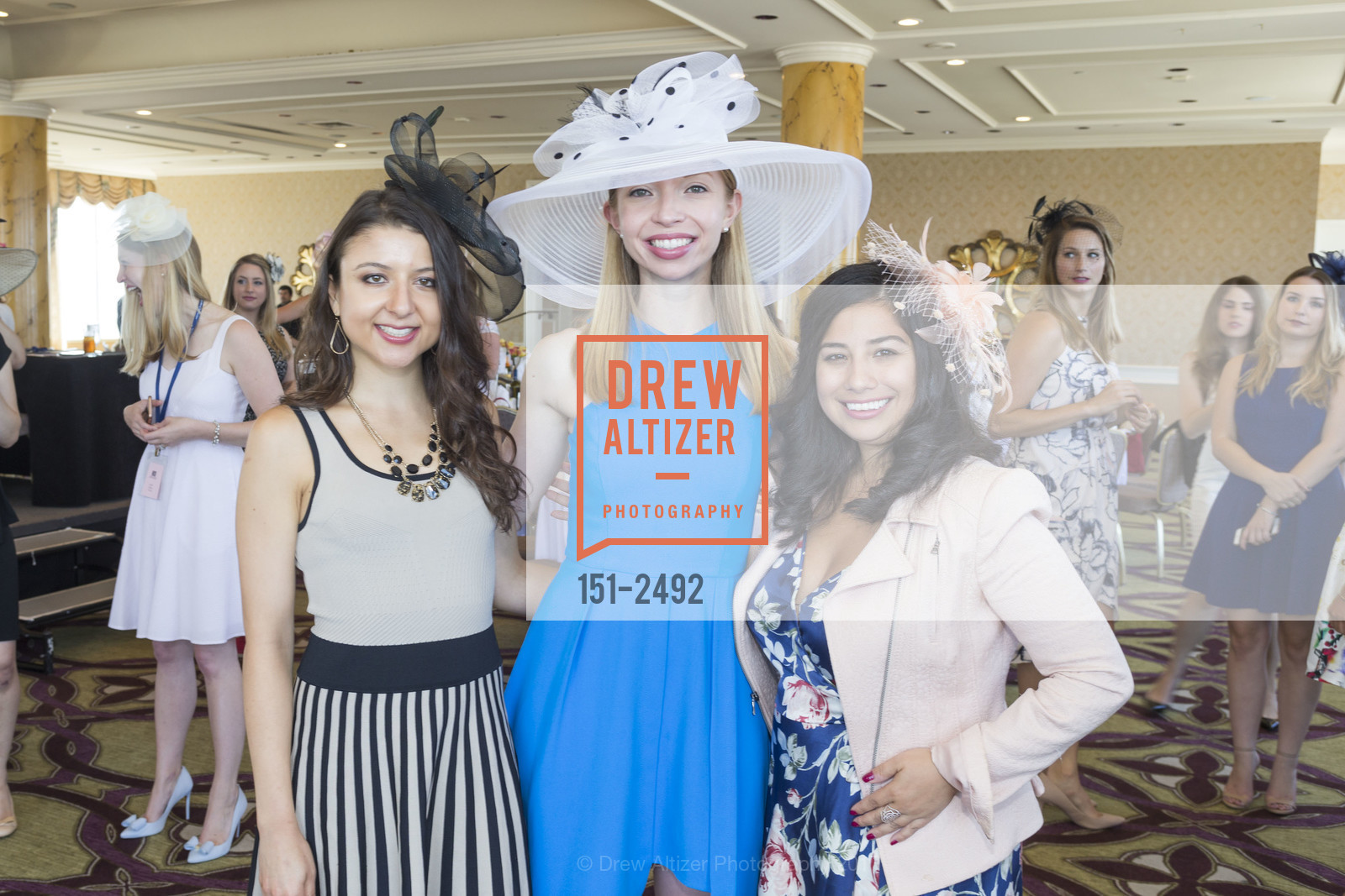 Marissa Corona, Claire Callahan, Natalie Buttum, Spinsters of San Francisco New Member Tea 2017, Fairmont Hotel. 950 Mason St, San Francisco, CA 94108, August 27th, 2017, Photo #151-2492 Marissa Corona, Claire Callahan, Natalie Buttum, Photo #151-2492