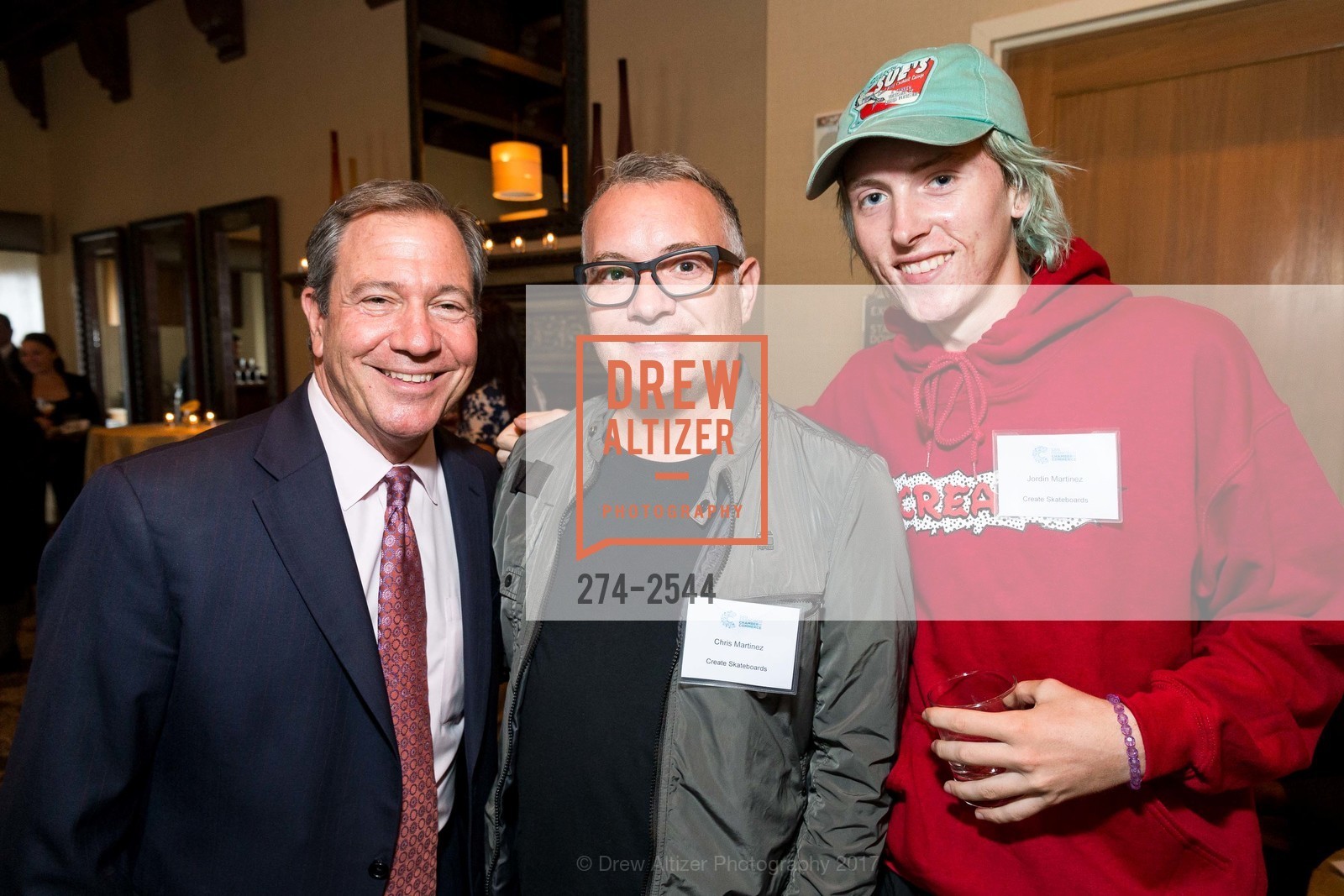 Mario Alioto, Chris Martinez, Jordin Martinez, SF Chamber of Commerce CEO Reception Welcoming Tallia Hart, President & CEO, Hotel Adagio. 550 Geary Street, September 7th, 2017, Photo #274-2544 Mario Alioto, Chris Martinez, Jordin Martinez, Photo #274-2544