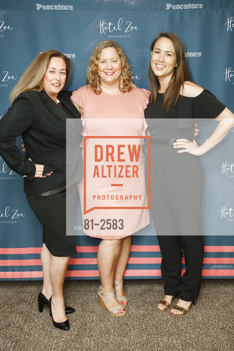 Paula Gruendl, Amy Cacho, Evan Smith, Hotel Zoe Launch Party, Hotel Zoe. 425 North Point St. San Francisco, CA 94123, September 14th, 2017, Photo #81-2583 Paula Gruendl, Amy Cacho, Evan Smith, Photo #81-2583