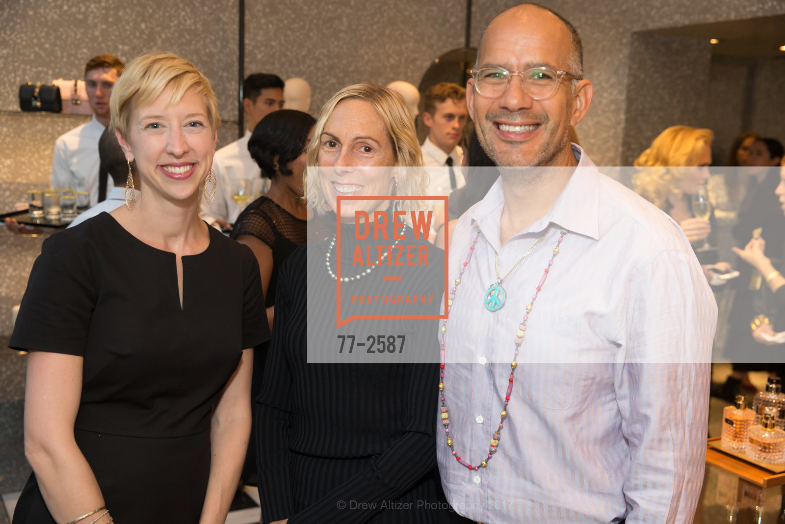 Emily Brower, Deborah Considine, Daniel Considine, Valentino kickoff event in-store with UNICEF, Valentino. 105 Grant Ave, September 15th, 2017, Photo #77-2587 Emily Brower, Deborah Considine, Daniel Considine, Photo #77-2587