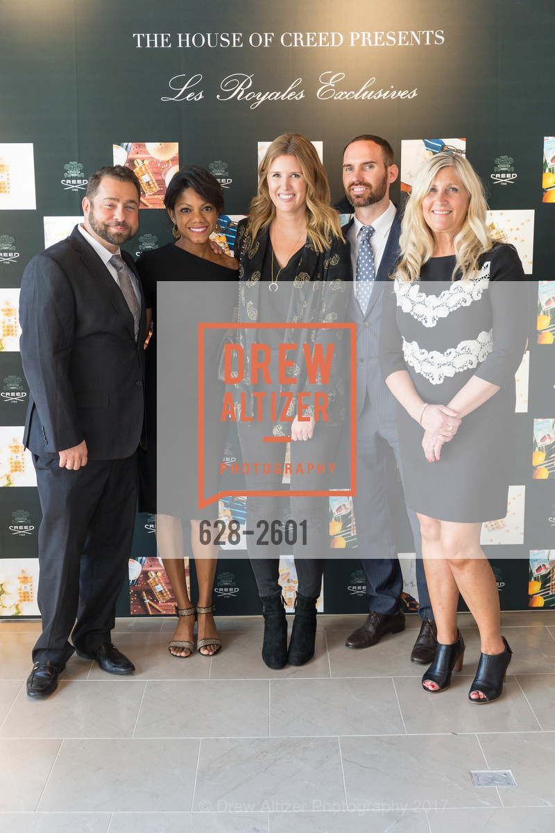Marco Martinez, Kelsey Stokes, Blair Sullivan, Ryan Macauley, IA Fontanilla, NM + Creed Les Royales Exclusives Event, Neiman Marcus, Penthouse, 5th Floor. 150 Stockton Street, September 16th, 2017, Photo #628-2601 Marco Martinez, Kelsey Stokes, Blair Sullivan, Ryan Macauley, IA Fontanilla, Photo #628-2601