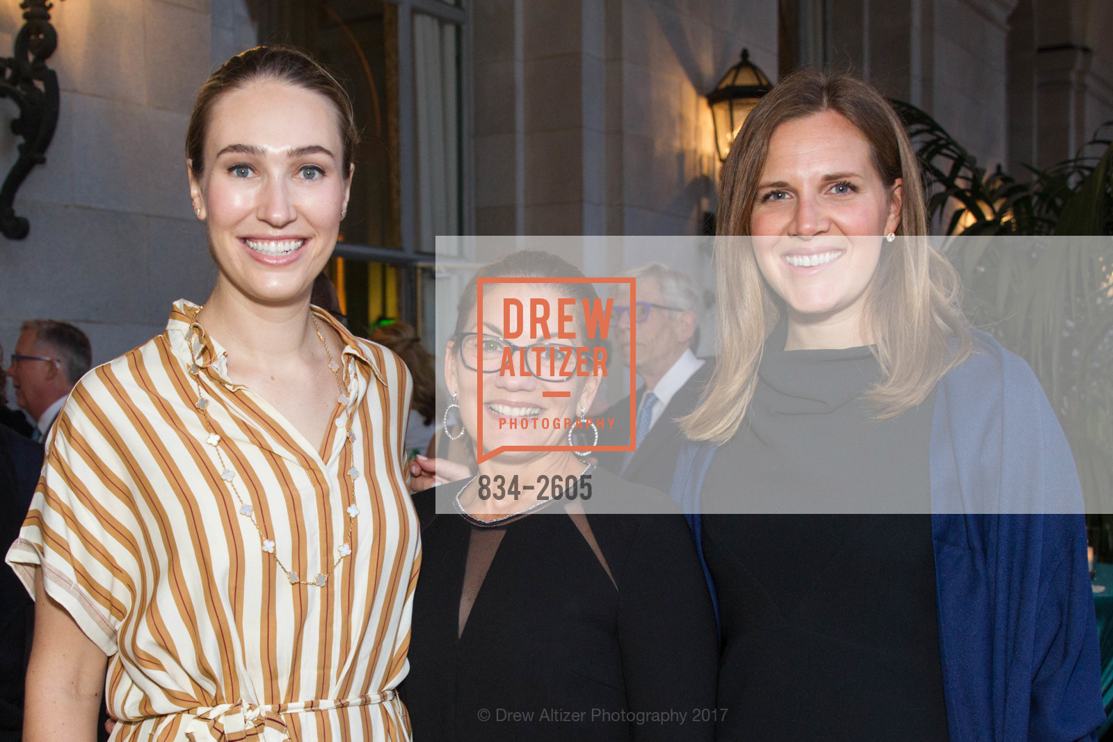 Hilary Helfrich, Allison Caccoma, Anne Corgan, ICAA Inaugural Legacy Dinner Honoring Suzanne Tucker, Veterans Building, Green Room. 401 Van Ness Avenue, September 18th, 2017, Photo #834-2605 Hilary Helfrich, Allison Caccoma, Anne Corgan, Photo #834-2605