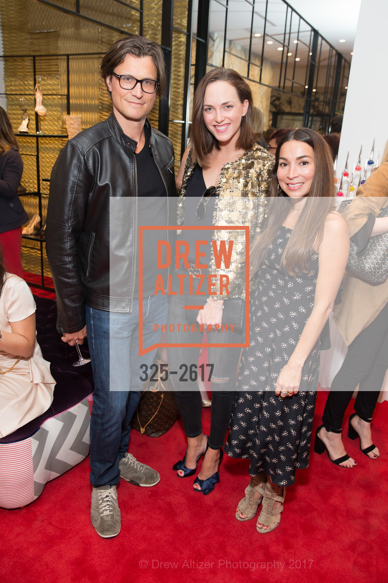 Zander Gladish, Caroline Rooney Serrano, Claudia Mata, Christian Louboutin at his San Francisco Boutique, Christian Louboutin Boutique. 29 Maiden Lane, September 19th, 2017, Photo #325-2617 Zander Gladish, Caroline Rooney Serrano, Claudia Mata, Photo #325-2617
