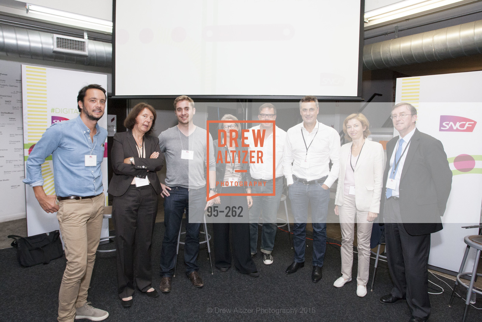 Florent Peyre, Barbara Dalibard, Baptiste Manson, Benedicte Tilloy, Gregory Renard, Yves Tyrode, Florence Parly, Pierre Izard, Inauguration of SNCF Innovation Lab, 169 11th St, August 26th, 2015,Drew Altizer, Drew Altizer Photography, full-service agency, private events, San Francisco photographer, photographer california