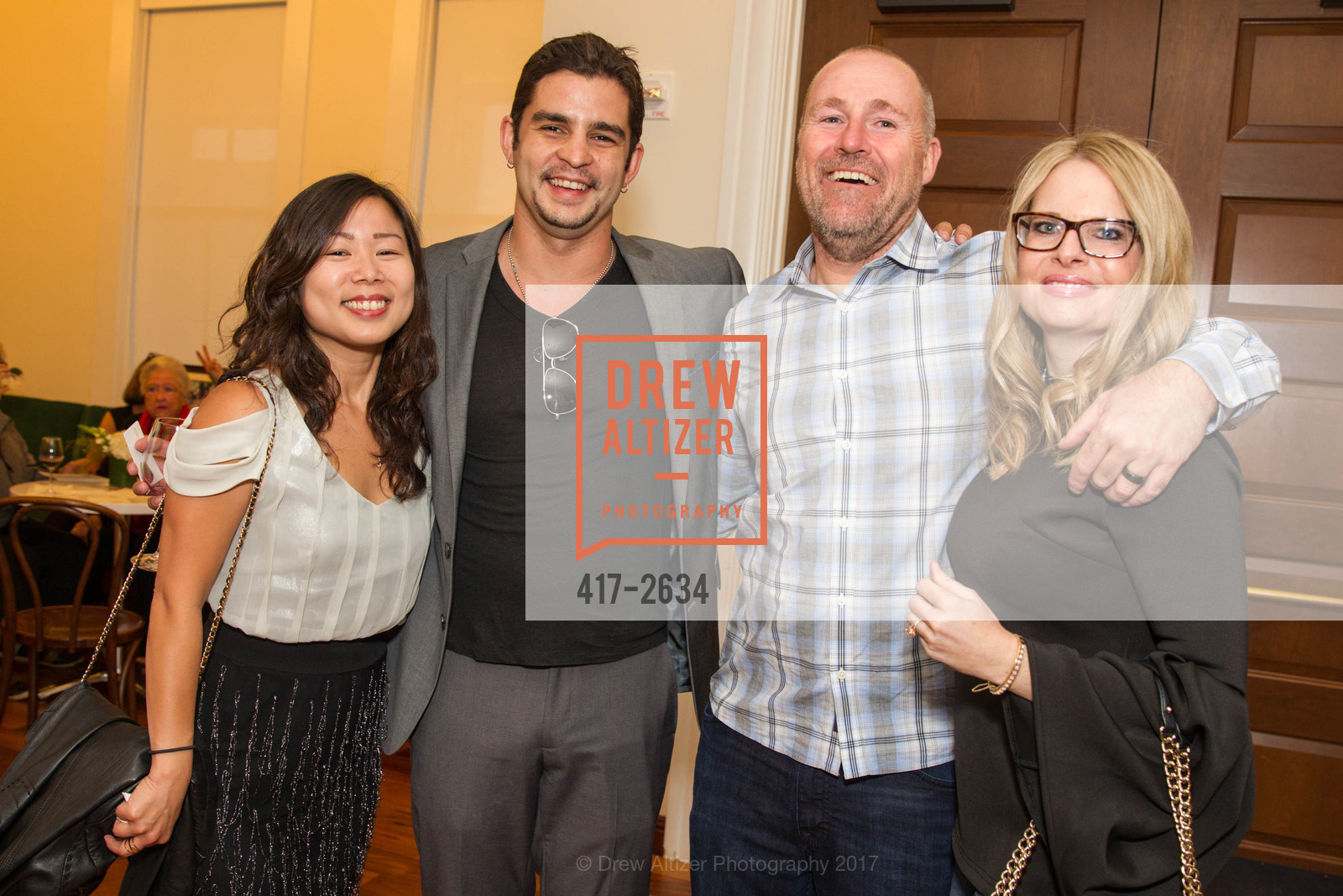 Bosil Kim, Blake Jordan, John Keyes, Caitlyn Keyes, Roots of Peace Vines to Mines Global Toast to Peace in Vietnam, Walt Disney Family Museum. 104 Montgomery Street, September 21st, 2017, Photo #417-2634 Bosil Kim, Blake Jordan, John Keyes, Caitlyn Keyes, Photo #417-2634