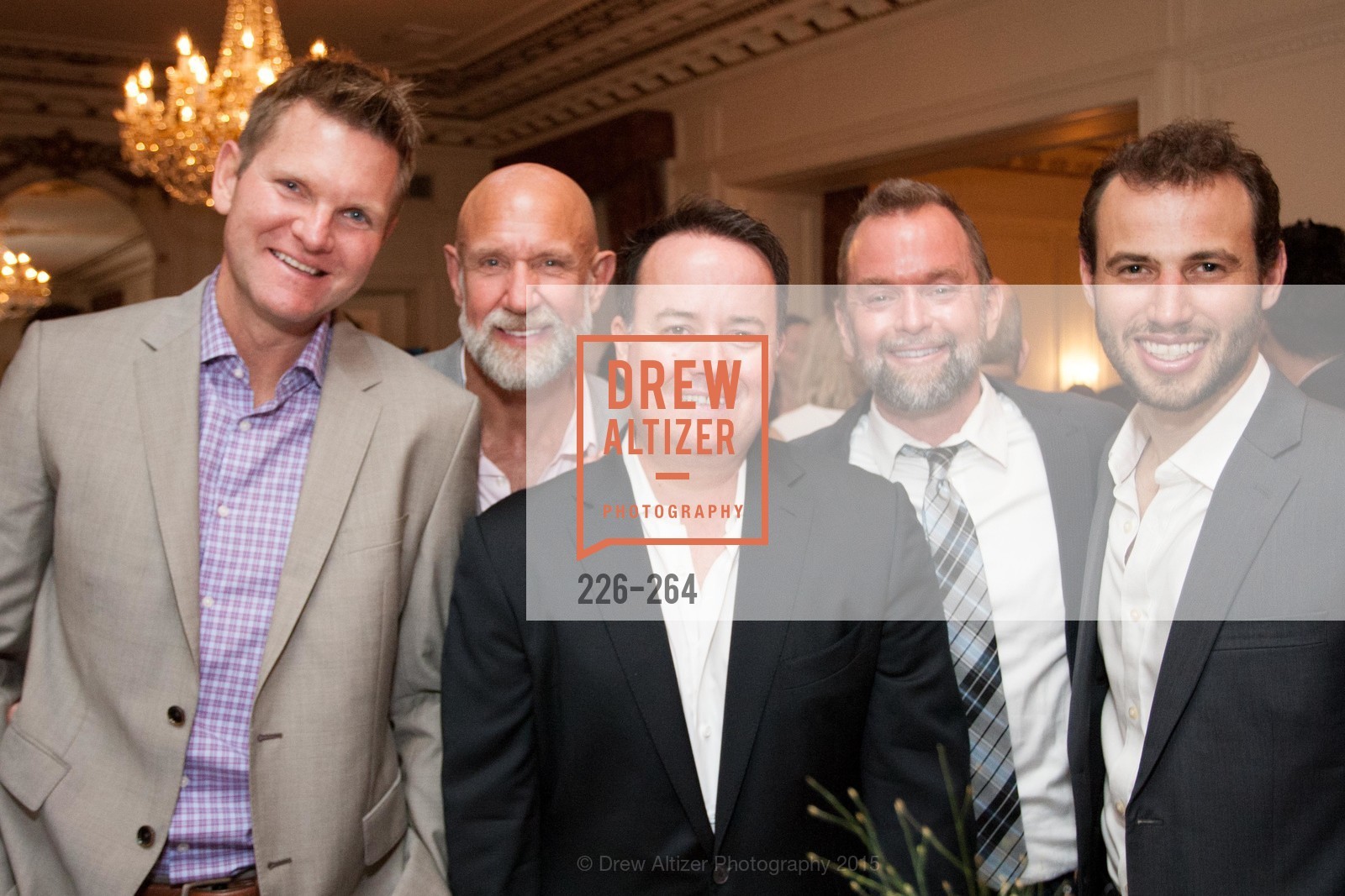 Don Jorgensen, Frank Petkovich, Shane Hensinger, Mike Hickey, Daniel Sparks, Shanti's Compassion is Universal 41st Anniversary Preview Reception, Palace Hotel. 2 Montgomery Street, August 25th, 2015,Drew Altizer, Drew Altizer Photography, full-service agency, private events, San Francisco photographer, photographer california