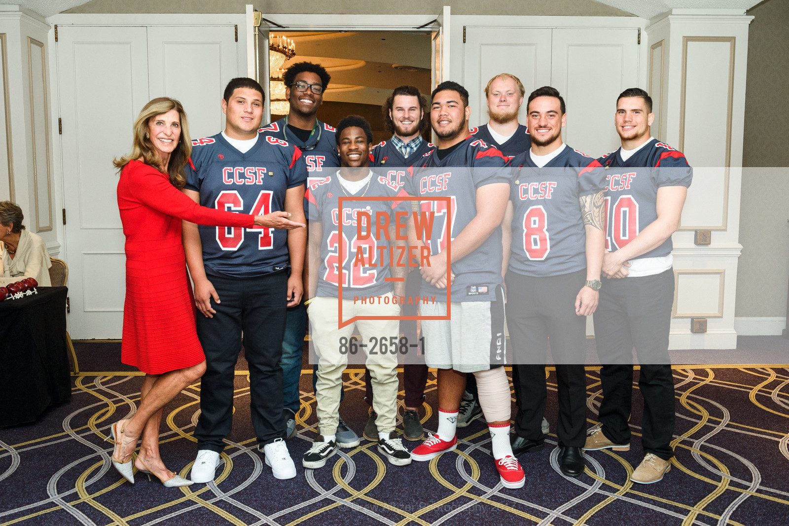 Paulette Goodrich, Miguel Camacho, Ernest Moore, Isaiah Floyd, Sean Duffy, Danniel Sulunga, Jonas Haderup, Zach Masoli, Kobie Beltram, Photo #86-2658-1