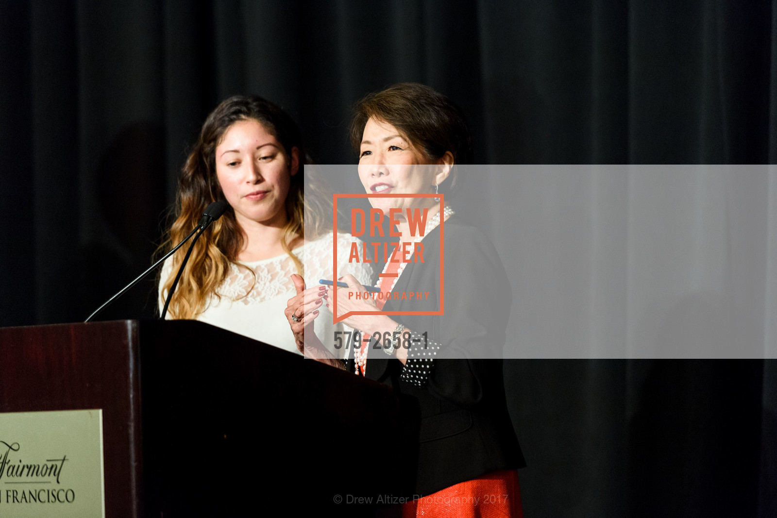 Cristina Ortega, Jan Yanehiro, City College of San Francisco Basic Skills Luncheon 2017, Fairmont Hotel. 950 Mason St, October 3rd, 2017, Photo #579-2658-1 Cristina Ortega, Jan Yanehiro, Photo #579-2658-1