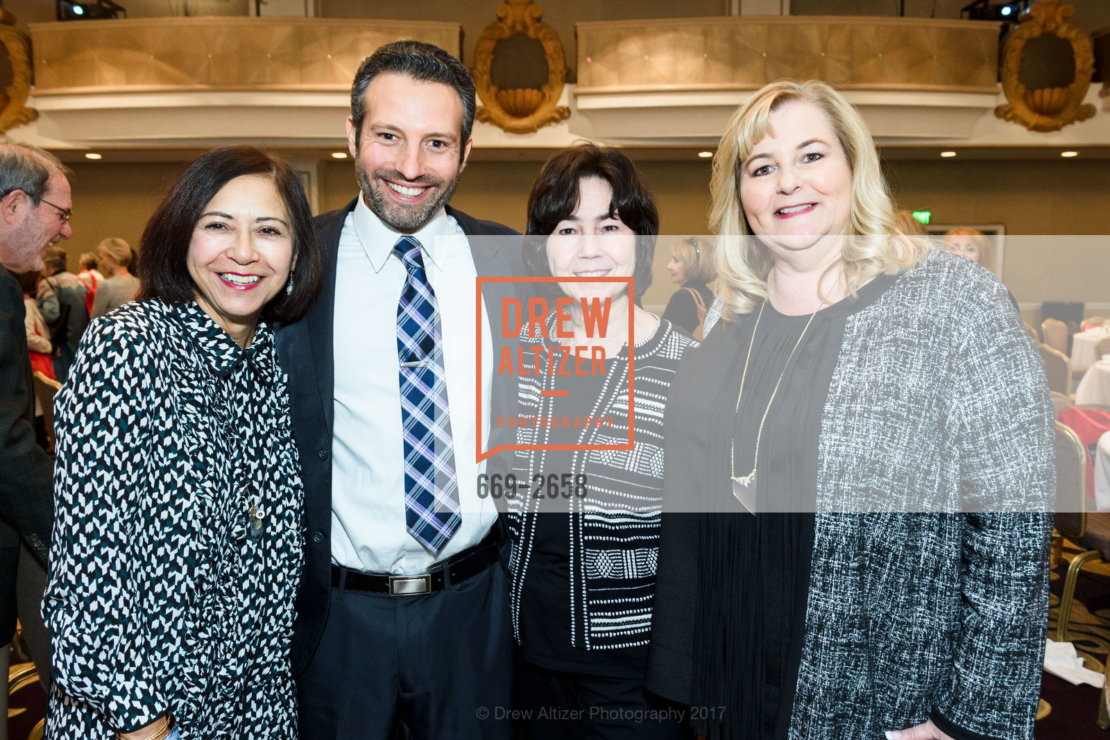 Margot Maxey, Loren Kozlenko, Frances Baker, JoAnne Schultz, City College of San Francisco Basic Skills Luncheon 2017, Fairmont Hotel. 950 Mason St, October 3rd, 2017, Photo #669-2658 Margot Maxey, Loren Kozlenko, Frances Baker, JoAnne Schultz, Photo #669-2658
