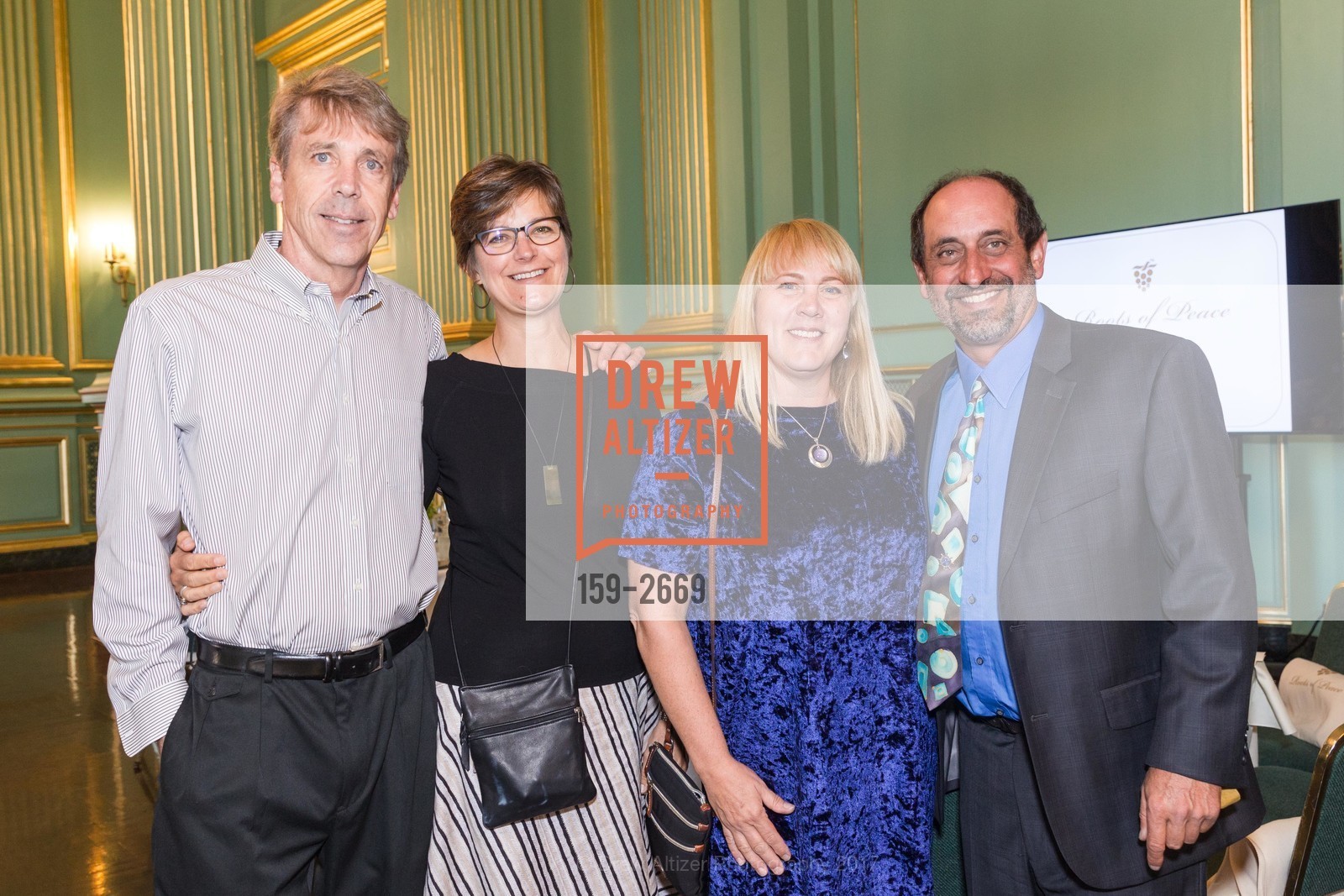Tom Mulvey, Jacqueline Byatt, Lisa Scopazzi, Johnny Scopazzi, Roots of Peace 20th Anniversary: Mines to Vines Gala, War Memorial Opera House, Green Room. 301 Van Ness Avenue, September 28th, 2017, Photo #159-2669 Tom Mulvey, Jacqueline Byatt, Lisa Scopazzi, Johnny Scopazzi, Photo #159-2669