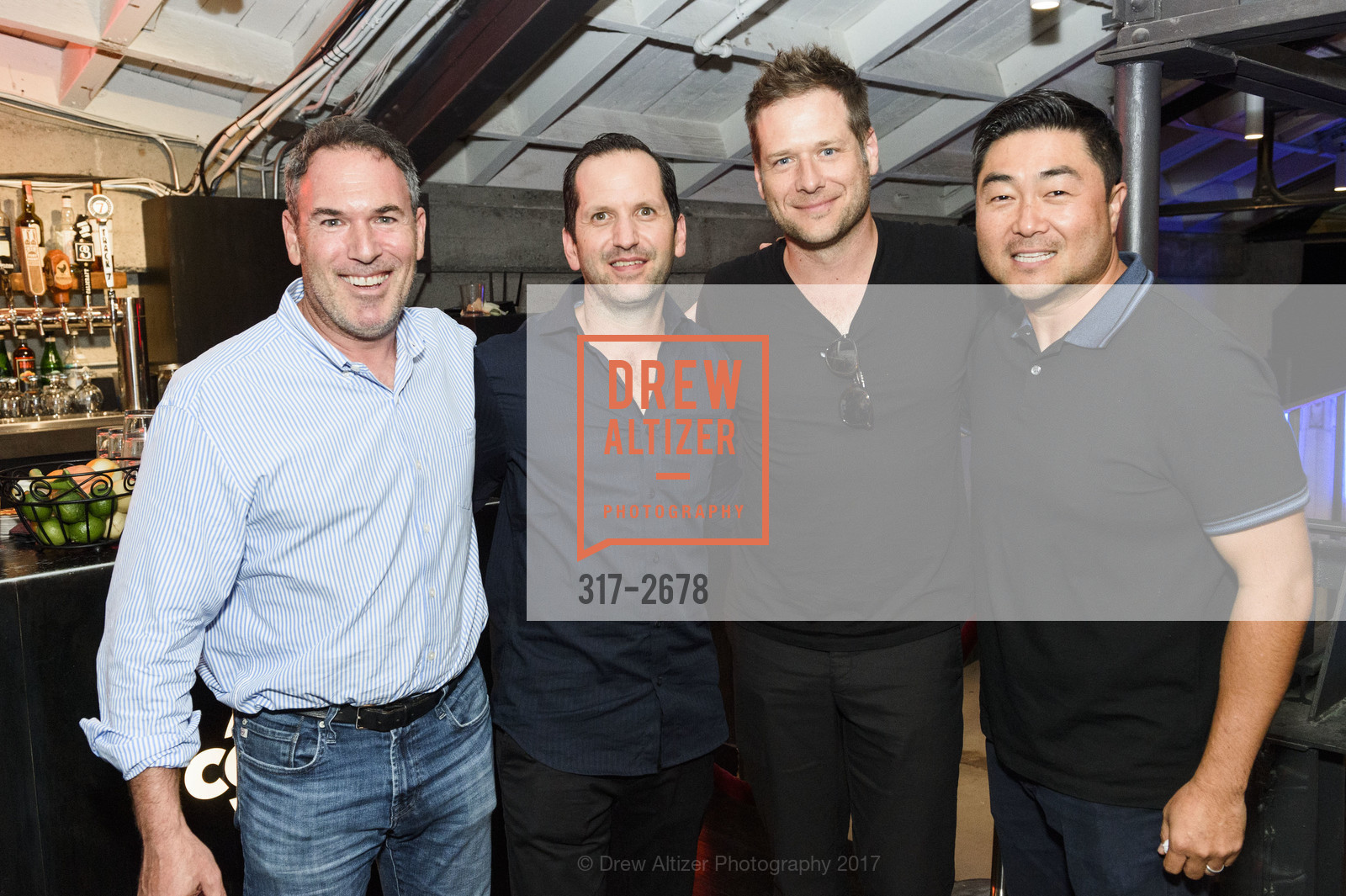 Mark Menell, Jonathan Spier, Ryan Ringholz, Jay Choi, PLAE Adult Fashion Launch Party, Coin-Op Game Room. 508 4th St, San Francisco, CA 94107, September 28th, 2017, Photo #317-2678 Mark Menell, Jonathan Spier, Ryan Ringholz, Jay Choi, Photo #317-2678