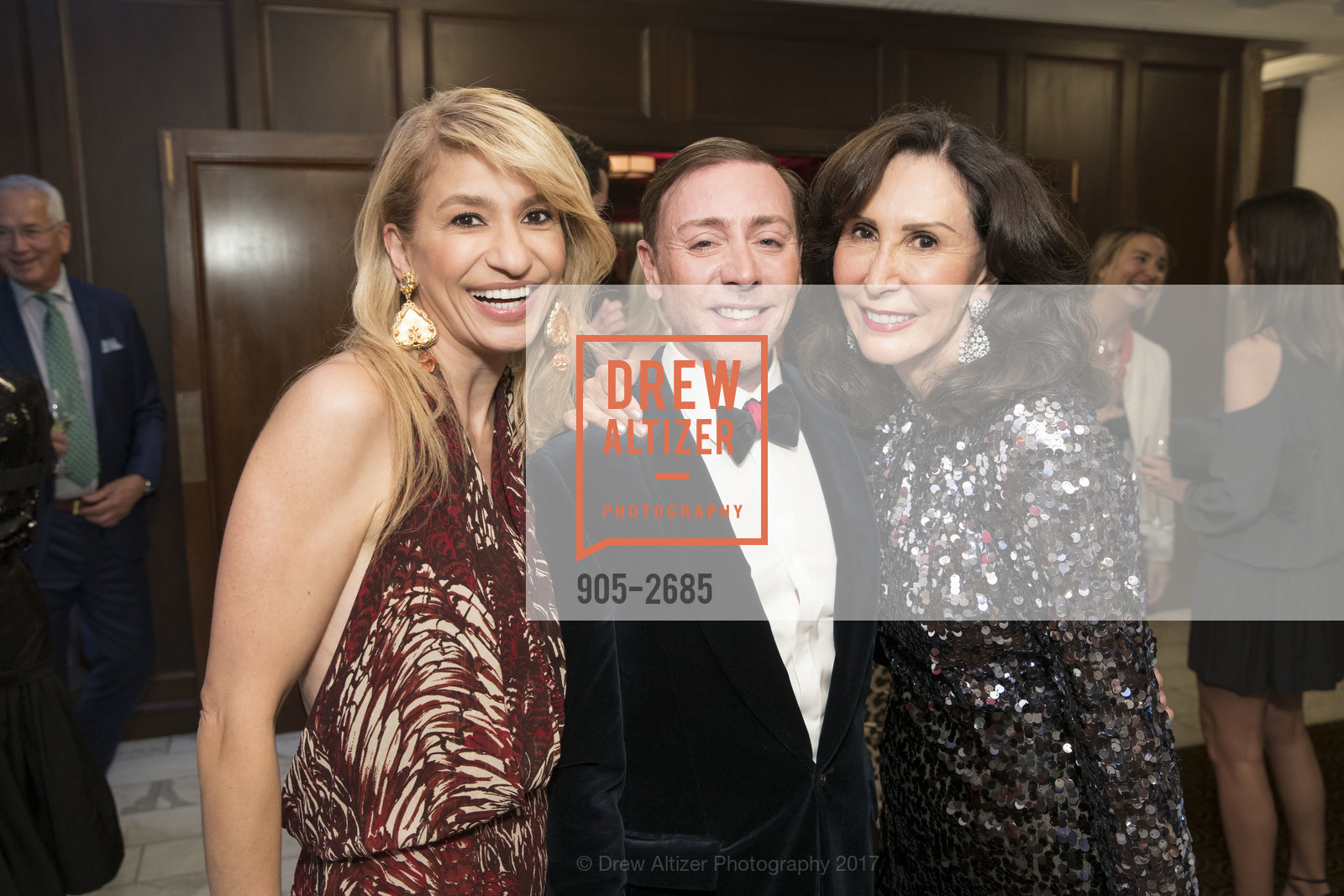 Navid Armstrong, Mark Rhoades, Carolyn Chandler, 40 years of the NOB HILL GAZETTE, Merchants Exchange Building, Julia Morgan Ballroom. 465 California Street, October 1st, 2017, Photo #905-2685 Navid Armstrong, Mark Rhoades, Carolyn Chandler, Photo #905-2685