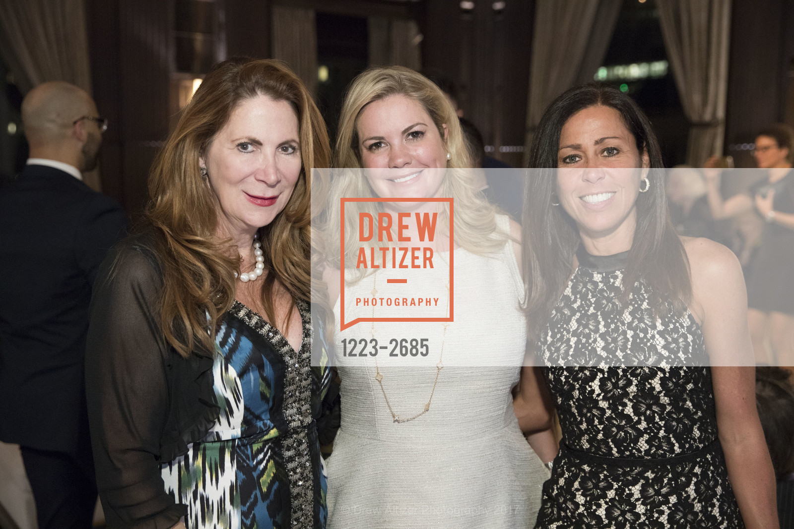 Patricia Ferrin Loucks, Kelly Grimes, Deanna Menold, 40 years of the NOB HILL GAZETTE, Merchants Exchange Building, Julia Morgan Ballroom. 465 California Street, October 1st, 2017, Photo #1223-2685 Patricia Ferrin Loucks, Kelly Grimes, Deanna Menold, Photo #1223-2685