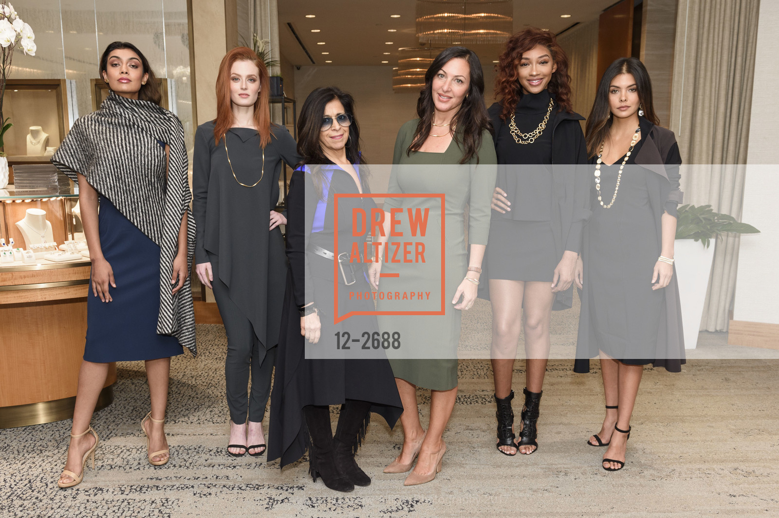 Ghazal Gill, Moana Holden, Maria Pinto, Deborah Cohen, Imani Walton, Leah Morris, 2057 by Maria Pinto & Marco Bicego Exclusive Fashion Show at Shreve & Co. Event, Shreve & Co. 150 Post St. United States. 150 Post St. United States, October 4th, 2017, Photo #12-2688 Ghazal Gill, Moana Holden, Maria Pinto, Deborah Cohen, Imani Walton, Leah Morris, Photo #12-2688