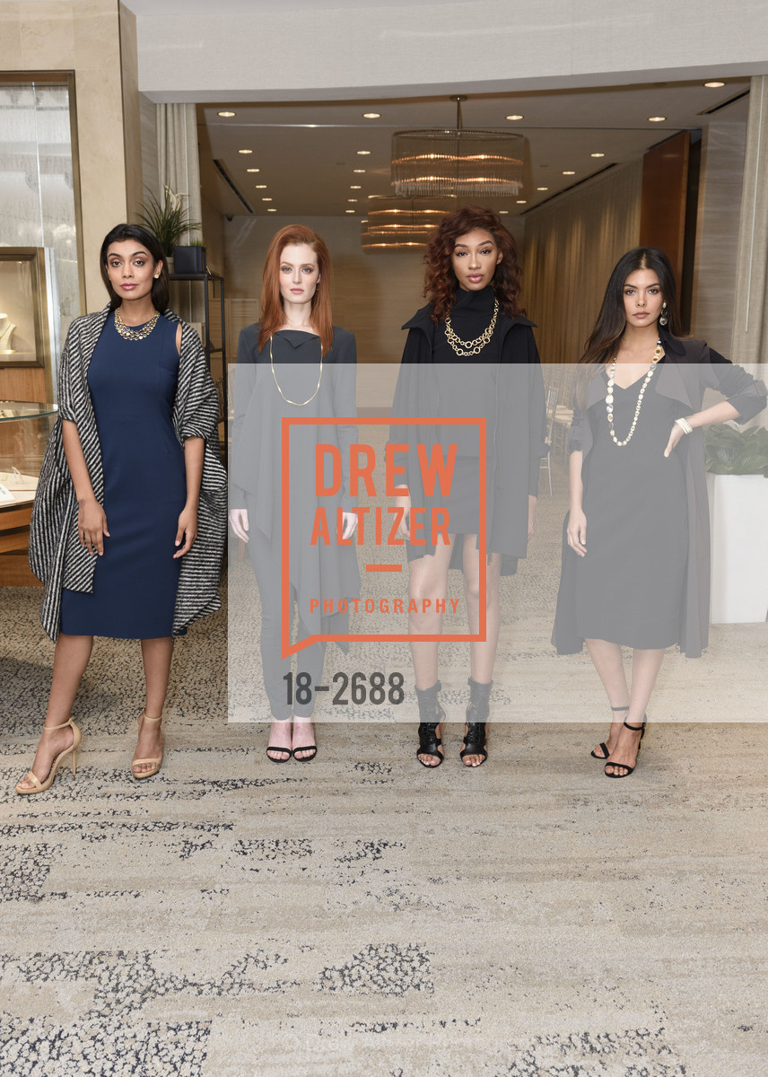 Ghazal Gill, Moana Holden, Imani Walton, Leah Morris, 2057 by Maria Pinto & Marco Bicego Exclusive Fashion Show at Shreve & Co. Event, Shreve & Co. 150 Post St. United States. 150 Post St. United States, October 4th, 2017, Photo #18-2688 Ghazal Gill, Moana Holden, Imani Walton, Leah Morris, Photo #18-2688