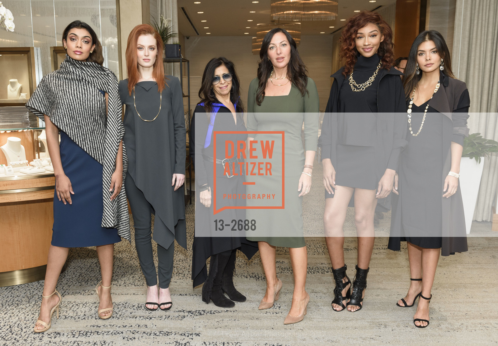 Ghazal Gill, Moana Holden, Maria Pinto, Deborah Cohen, Imani Walton, Leah Morris, 2057 by Maria Pinto & Marco Bicego Exclusive Fashion Show at Shreve & Co. Event, Shreve & Co. 150 Post St. United States. 150 Post St. United States, October 4th, 2017, Photo #13-2688 Ghazal Gill, Moana Holden, Maria Pinto, Deborah Cohen, Imani Walton, Leah Morris, Photo #13-2688