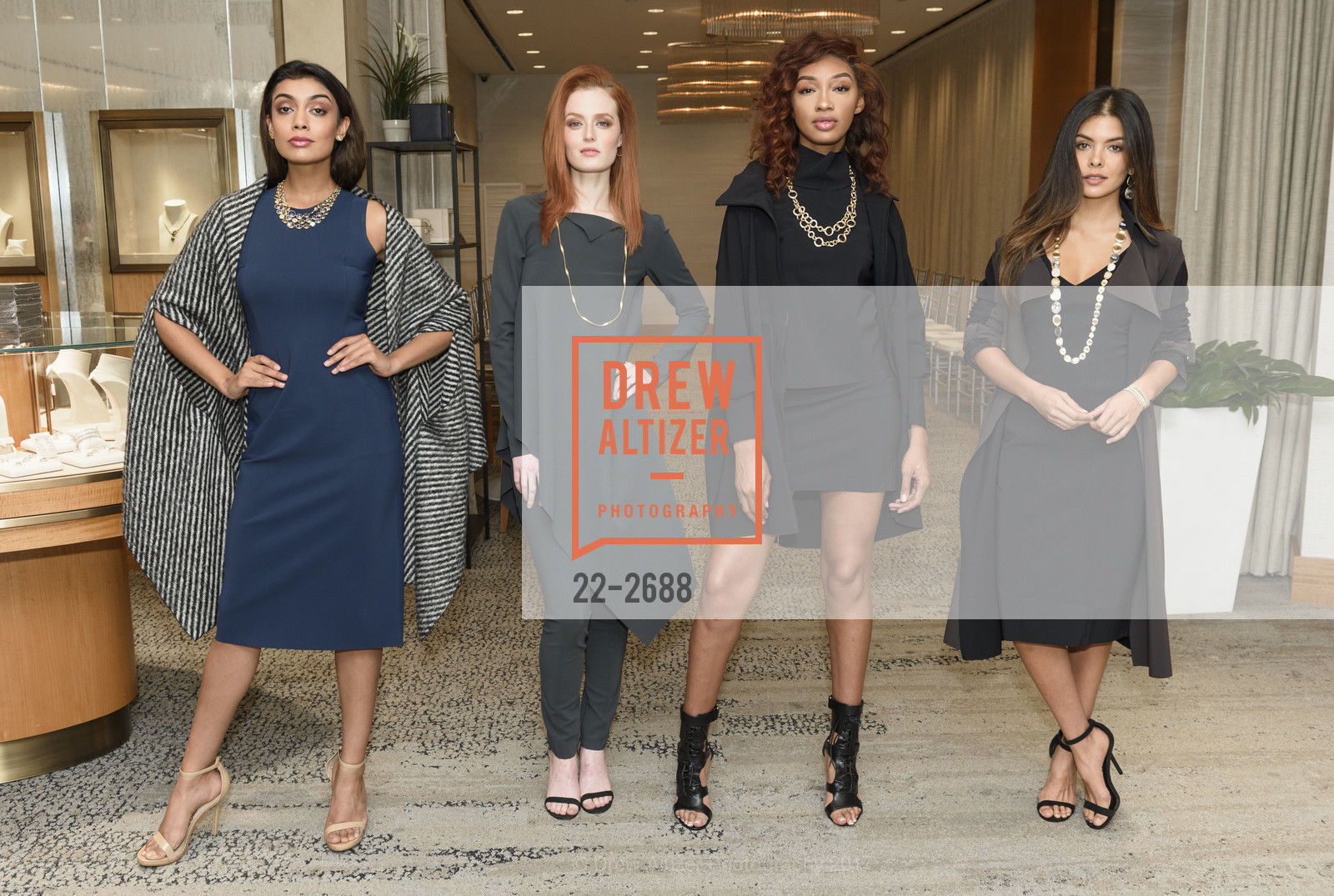 Ghazal Gill, Moana Holden, Imani Walton, Leah Morris, 2057 by Maria Pinto & Marco Bicego Exclusive Fashion Show at Shreve & Co. Event, Shreve & Co. 150 Post St. United States. 150 Post St. United States, October 4th, 2017, Photo #22-2688 Ghazal Gill, Moana Holden, Imani Walton, Leah Morris, Photo #22-2688