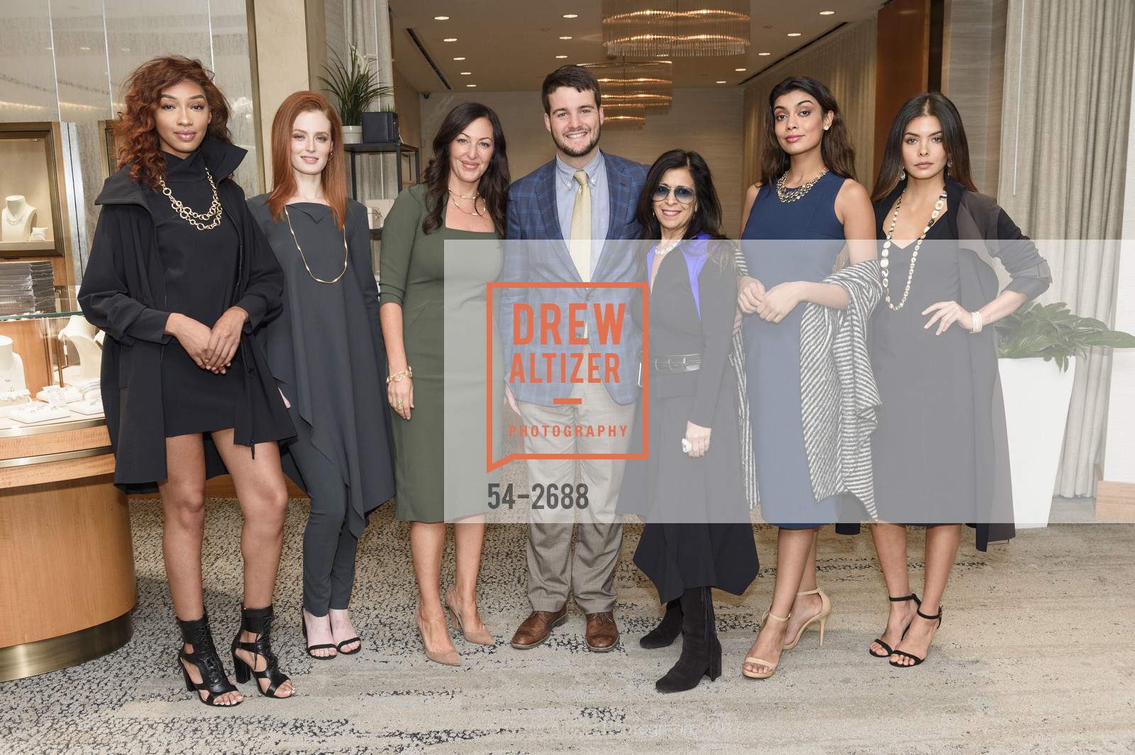Imani Walton, Moana Holden, Ren Schiffman, Maria Pinto, Ghazal Gill, Leah Morris, 2057 by Maria Pinto & Marco Bicego Exclusive Fashion Show at Shreve & Co. Event, Shreve & Co. 150 Post St. United States. 150 Post St. United States, October 4th, 2017, Photo #54-2688 Imani Walton, Moana Holden, Ren Schiffman, Maria Pinto, Ghazal Gill, Leah Morris, Photo #54-2688