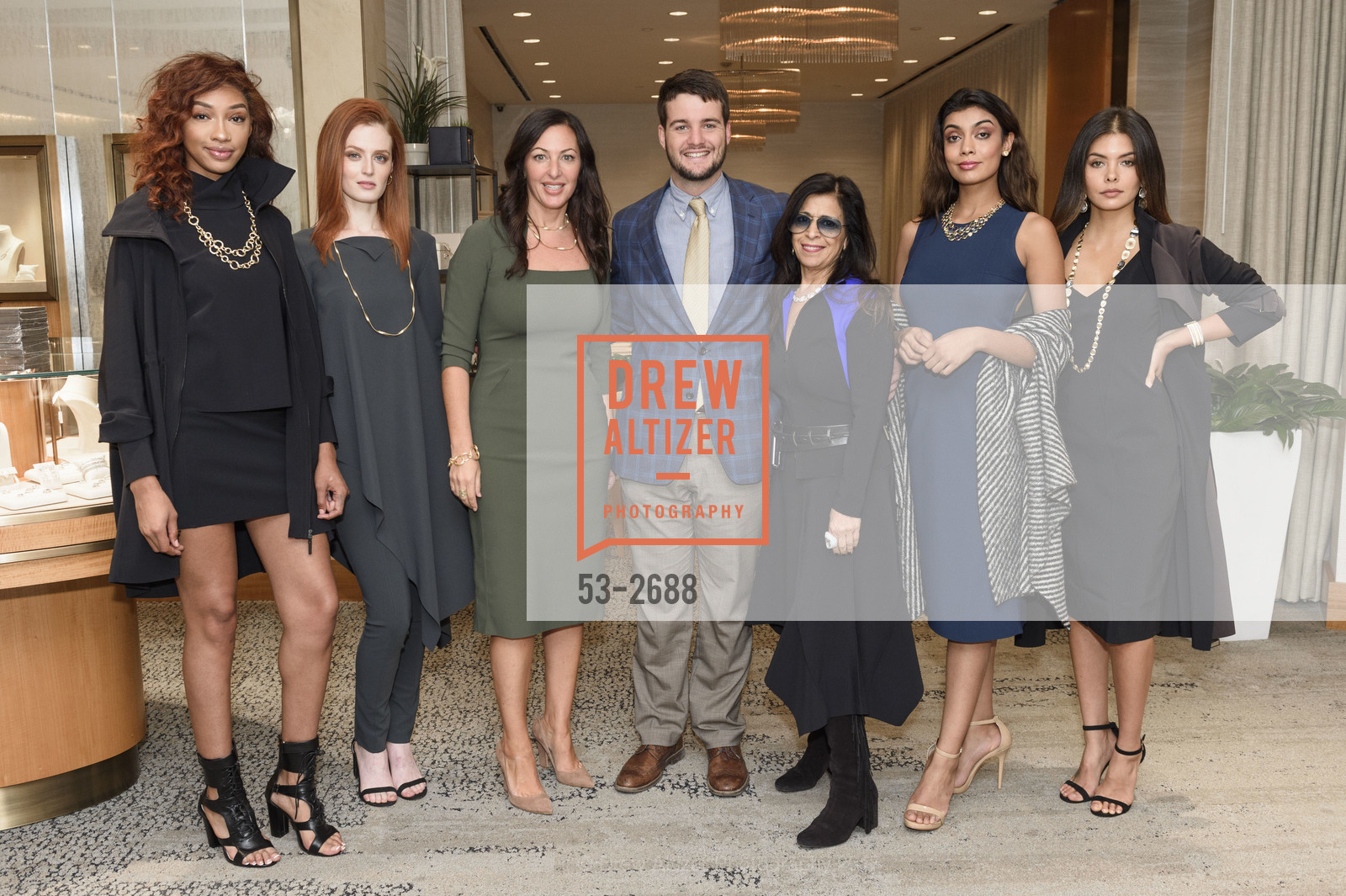 Imani Walton, Moana Holden, Ren Schiffman, Maria Pinto, Ghazal Gill, Leah Morris, 2057 by Maria Pinto & Marco Bicego Exclusive Fashion Show at Shreve & Co. Event, Shreve & Co. 150 Post St. United States. 150 Post St. United States, October 4th, 2017, Photo #53-2688 Imani Walton, Moana Holden, Ren Schiffman, Maria Pinto, Ghazal Gill, Leah Morris, Photo #53-2688