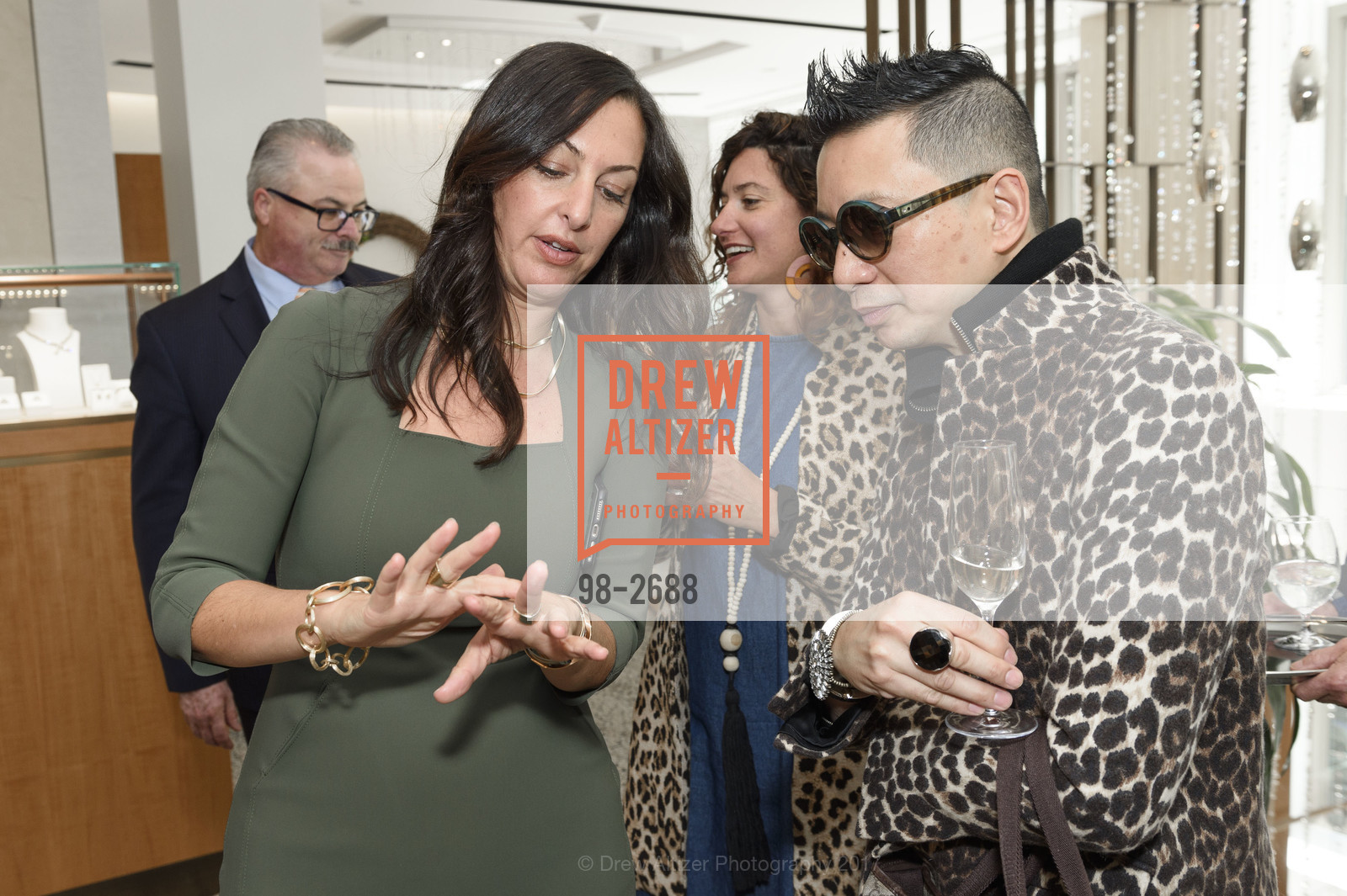 Deborah Cohen, Lorence Manansala, 2057 by Maria Pinto & Marco Bicego Exclusive Fashion Show at Shreve & Co. Event, Shreve & Co. 150 Post St. United States. 150 Post St. United States, October 4th, 2017, Photo #98-2688 Deborah Cohen, Lorence Manansala, Photo #98-2688