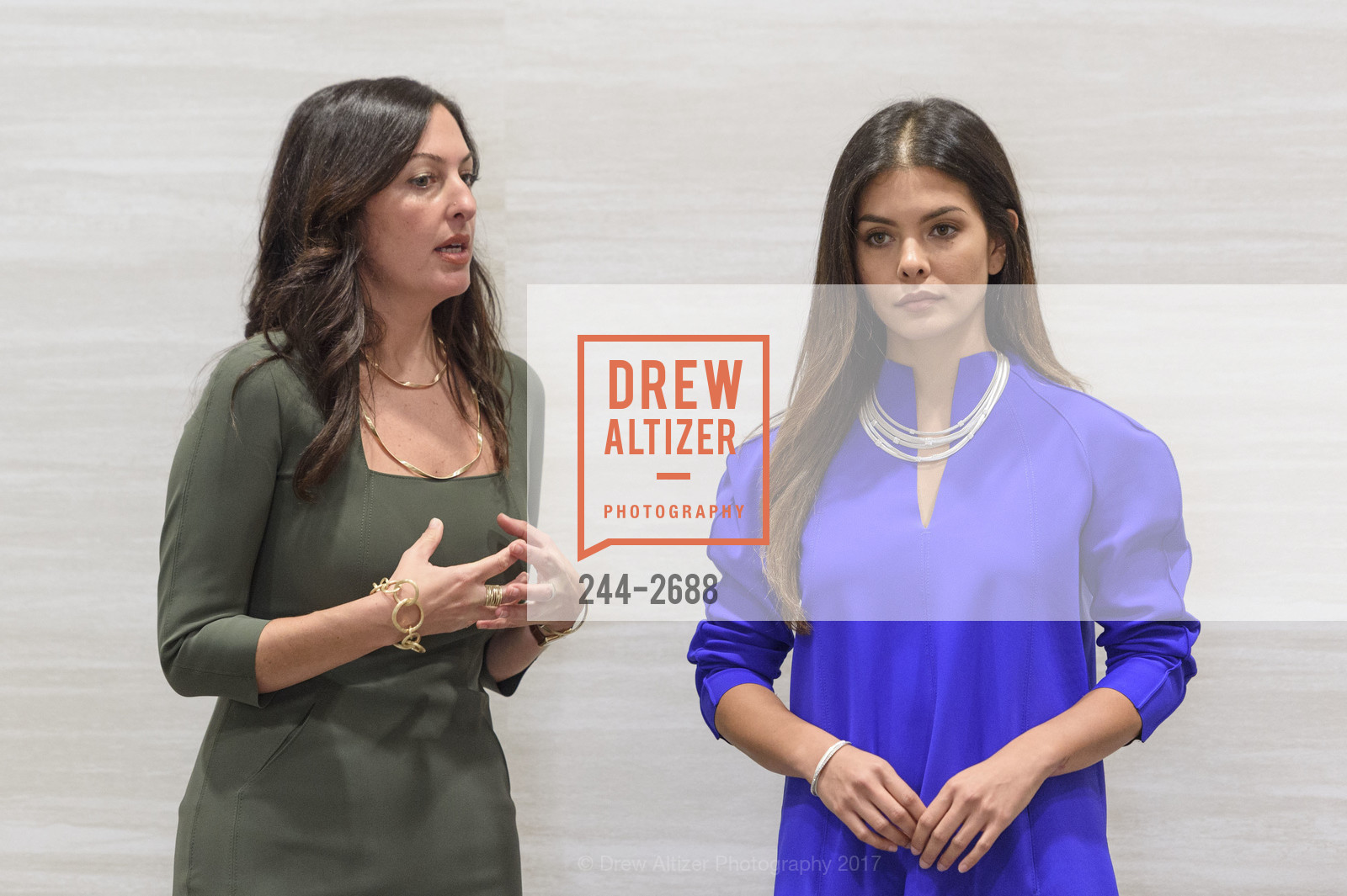 Deborah Cohen, Leah Morris, 2057 by Maria Pinto & Marco Bicego Exclusive Fashion Show at Shreve & Co. Event, Shreve & Co. 150 Post St. United States. 150 Post St. United States, October 4th, 2017, Photo #244-2688 Deborah Cohen, Leah Morris, Photo #244-2688