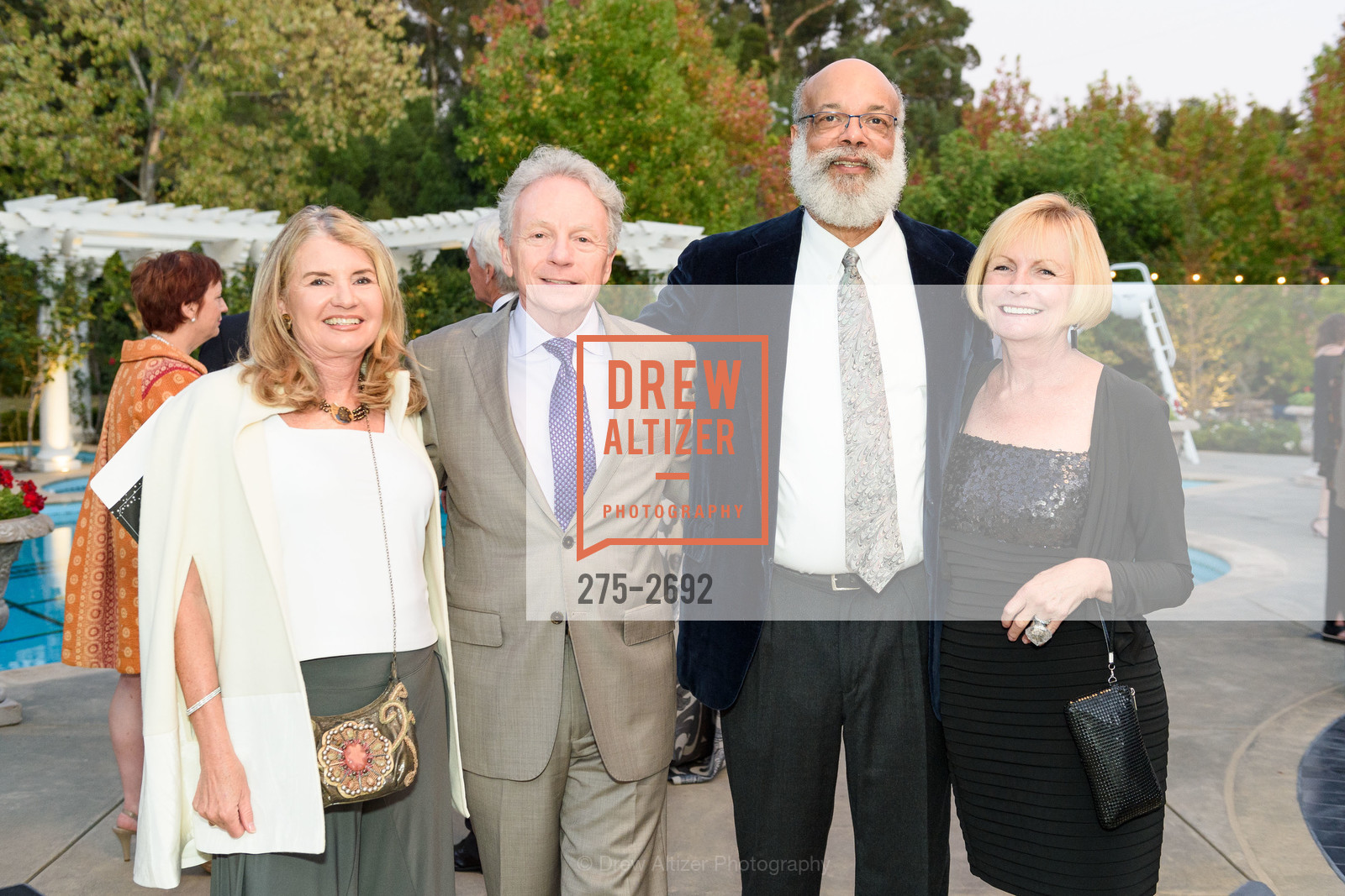 Terry Sarni, Mark Parish, Hal King, Jacqueline Spielberg, 2017 Sunny Hills Gala, Private Residence. San Raphael, Photo #275-2692 Terry Sarni, Mark Parish, Hal King, Jacqueline Spielberg, Photo #275-2692