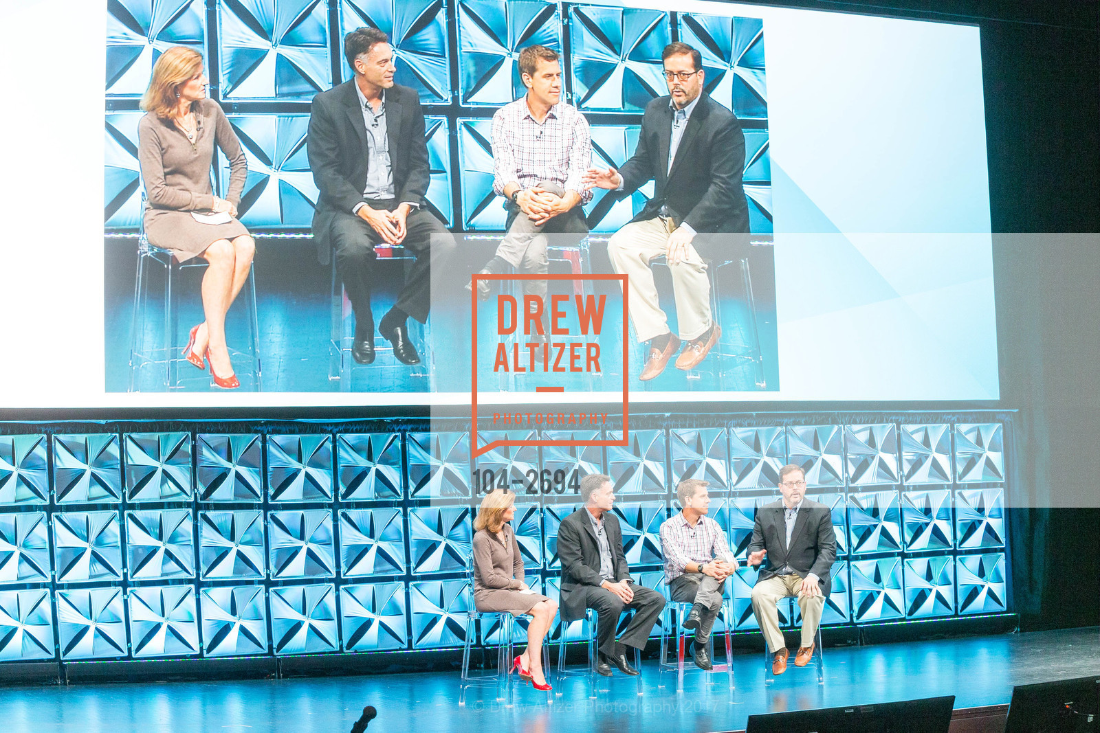Karen Kerrigan, Chris Germann, Justin Shriber, Brian Moran, BiztechSF 2017, YBCA Theater, October 3rd, 2017, Photo #104-2694 Karen Kerrigan, Chris Germann, Justin Shriber, Brian Moran, Photo #104-2694