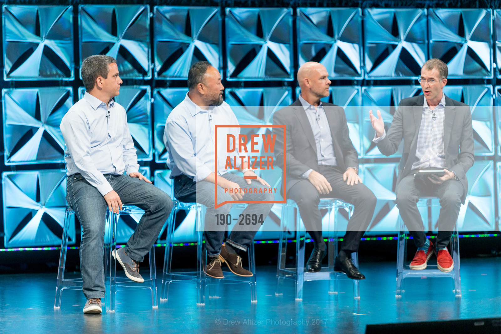 Gaston Perry, Richard Kim, Peter Hovenier, Scott Anderson, BiztechSF 2017, YBCA Theater, October 3rd, 2017, Photo #190-2694 Gaston Perry, Richard Kim, Peter Hovenier, Scott Anderson, Photo #190-2694