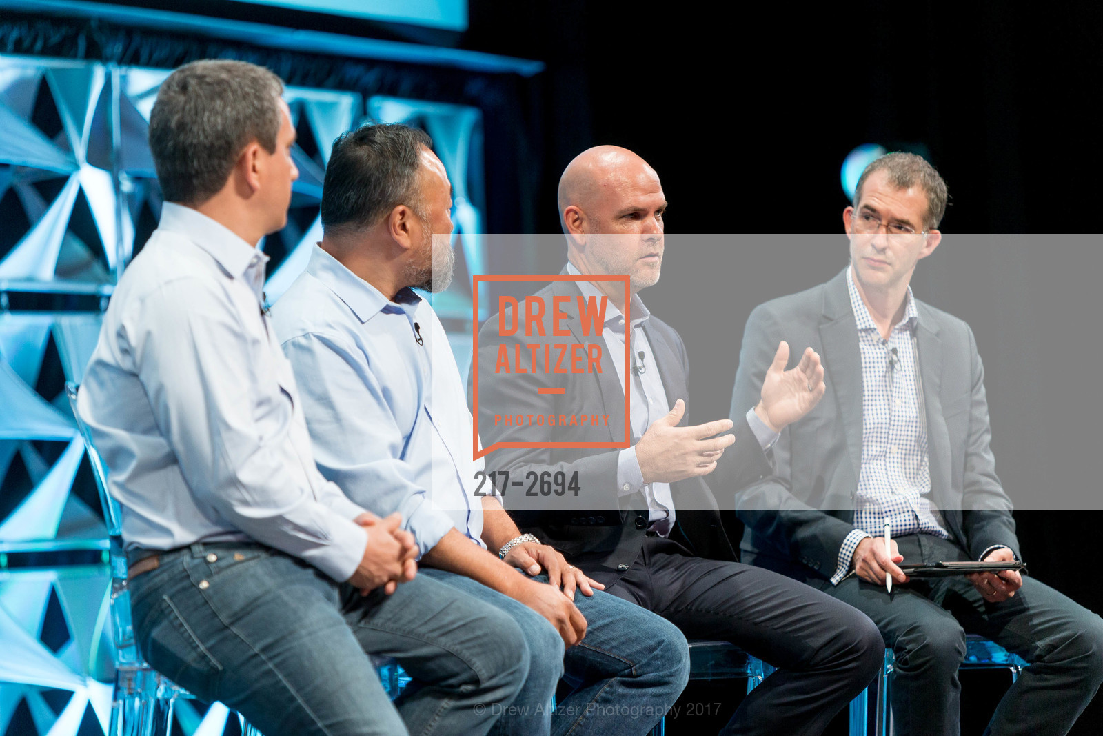 Gaston Perry, Richard Kim, Peter Hovenier, Scott Anderson, BiztechSF 2017, YBCA Theater, October 3rd, 2017, Photo #217-2694 Gaston Perry, Richard Kim, Peter Hovenier, Scott Anderson, Photo #217-2694