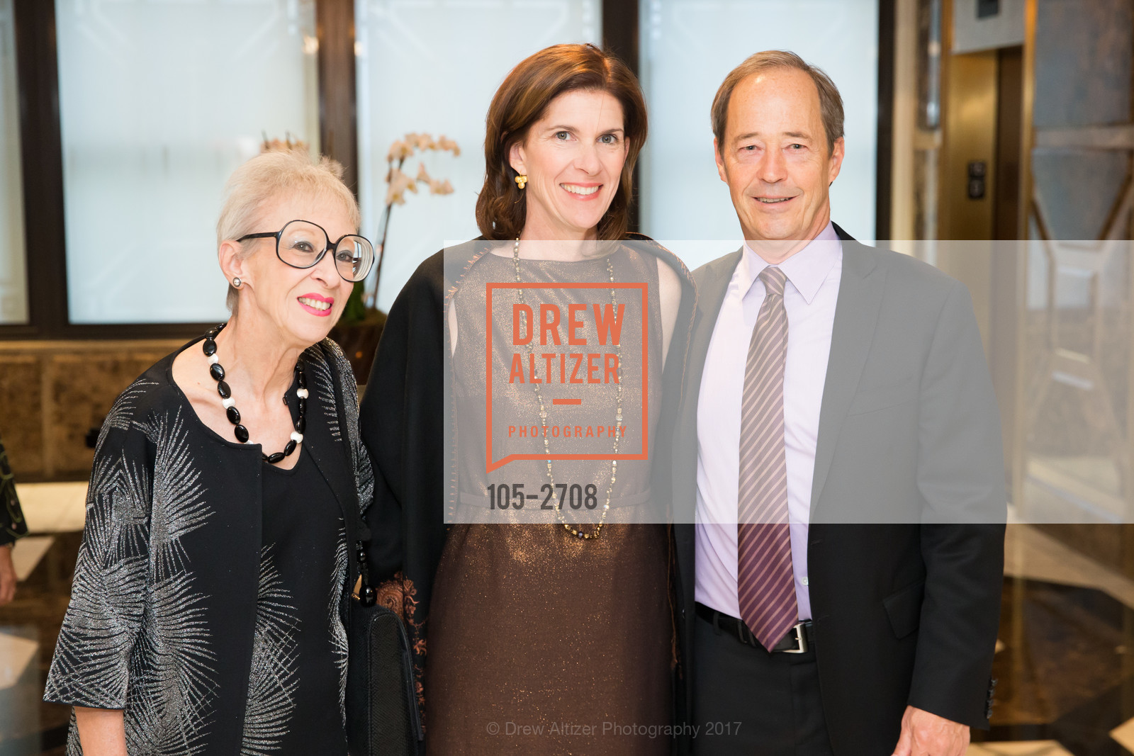 Gloria Kaplan, Ellen Bermingham, Tim Culler, San Francisco Performances 38th Season Gala, Merchants Exchange Building, Julia Morgan Ballroom. 465 California St, San Francisco, CA 94104, October 5th, 2017, Photo #105-2708 Gloria Kaplan, Ellen Bermingham, Tim Culler, Photo #105-2708