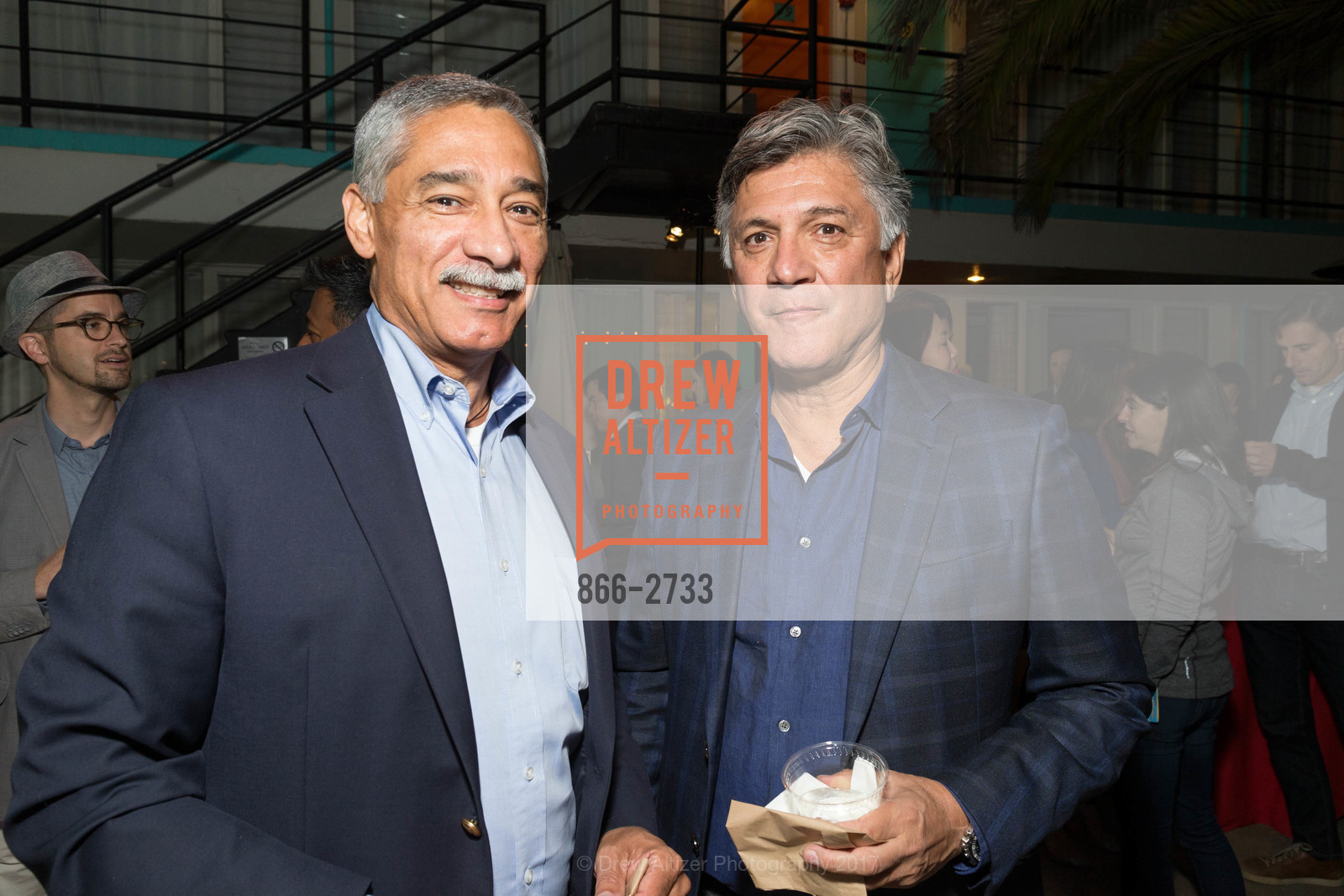 Willie LeBron, Mario Diaz, TNDC's Pool Toss 2017, Phoenix Hotel & Chambers Eat + Drink. 601 Eddy Street San Francisco, California 94109, October 11th, 2017, Photo #866-2733 Willie LeBron, Mario Diaz, Photo #866-2733