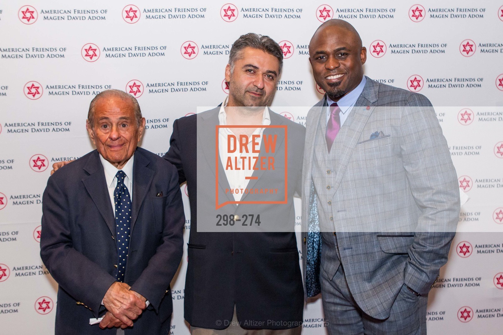 Maurice Kanbar, Hooman Khalili, Wayne Brady, American Friends of Magen David Adom Inaugural Red Star Gala, Hilton Union Square. 333 O'Farrell St, August 30th, 2015,Drew Altizer, Drew Altizer Photography, full-service agency, private events, San Francisco photographer, photographer california