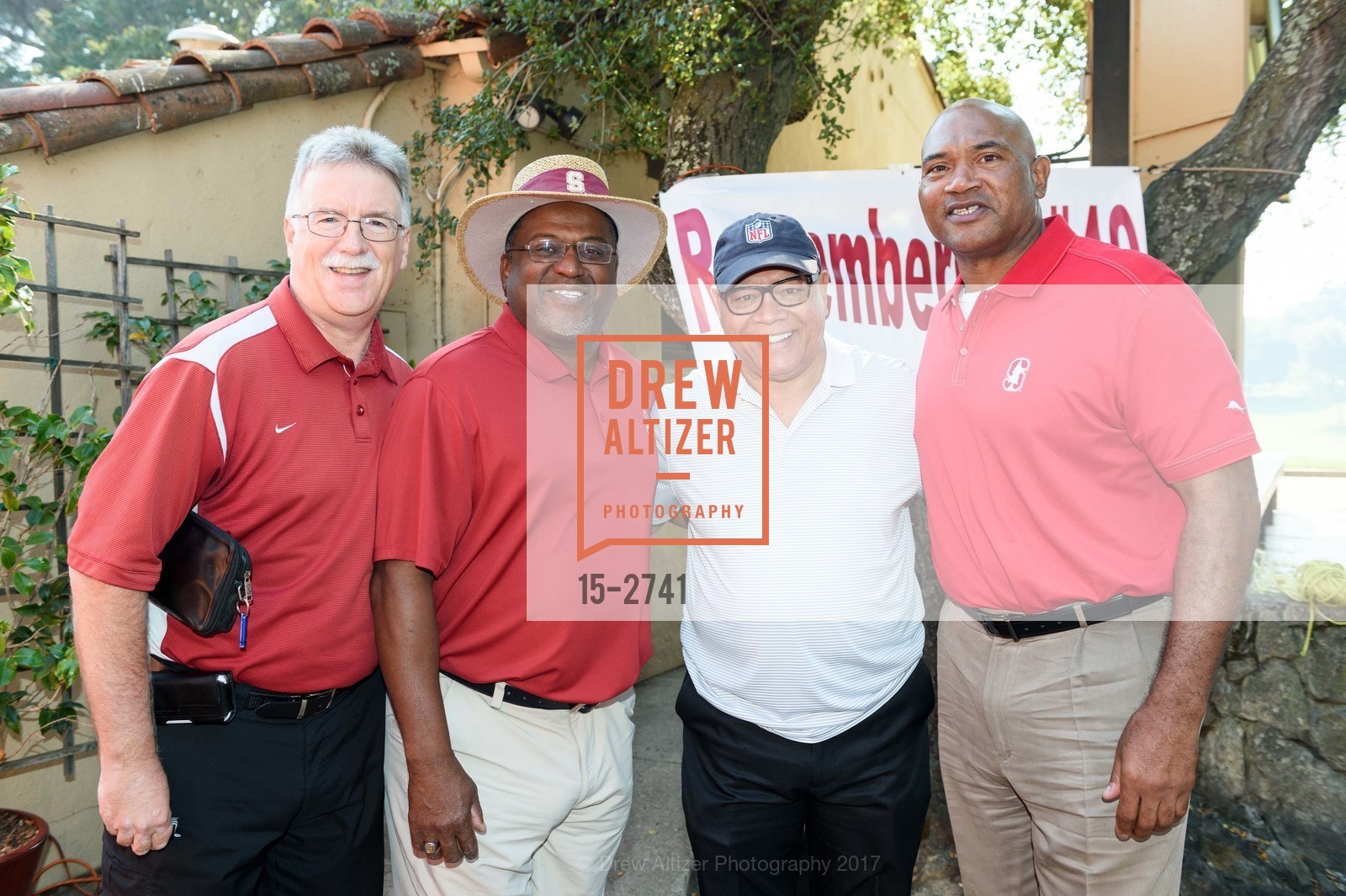 Wil Sanford, Michael Tolliver, Jim Anderson, Garin Veris, Stanford Hall of Fame and Football Golf Tournament 2017, Stanford Golf Course. 198 Junipero Serra Blvd Stanford, California 94305, October 12th, 2017, Photo #15-2741 Wil Sanford, Michael Tolliver, Jim Anderson, Garin Veris, Photo #15-2741