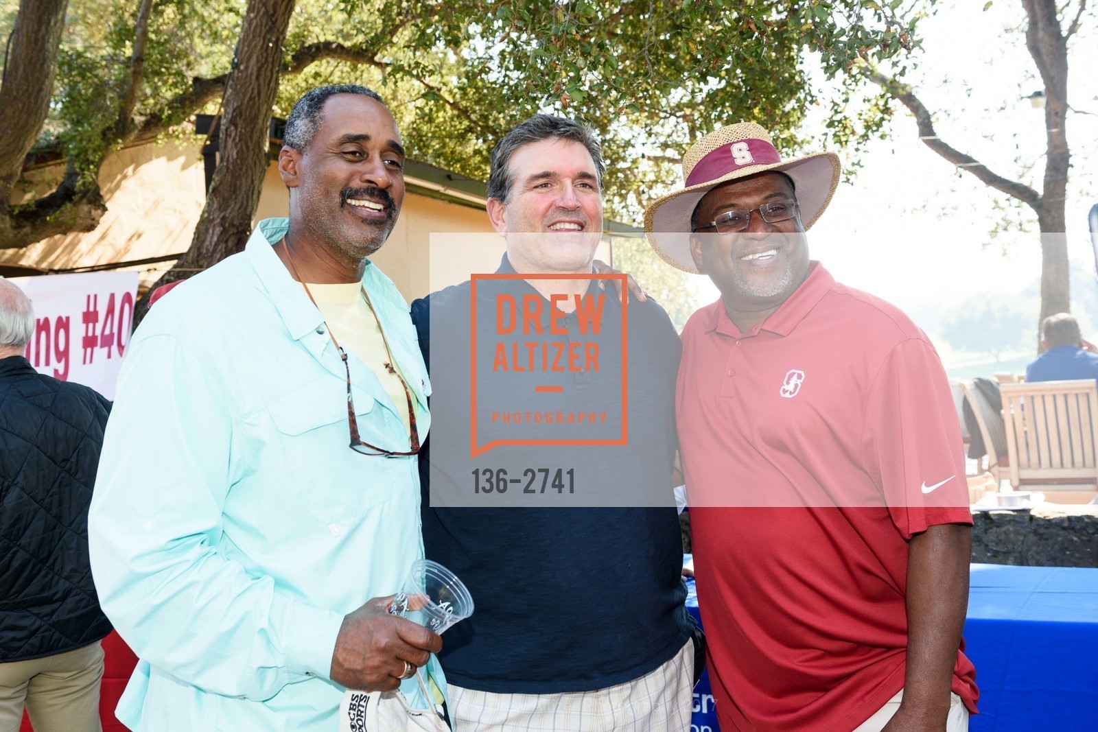 Vaughn Williams, Steve Aimonetti, Michael Tolliver, Stanford Hall of Fame and Football Golf Tournament 2017, Stanford Golf Course. 198 Junipero Serra Blvd Stanford, California 94305, October 12th, 2017, Photo #136-2741 Vaughn Williams, Steve Aimonetti, Michael Tolliver, Photo #136-2741