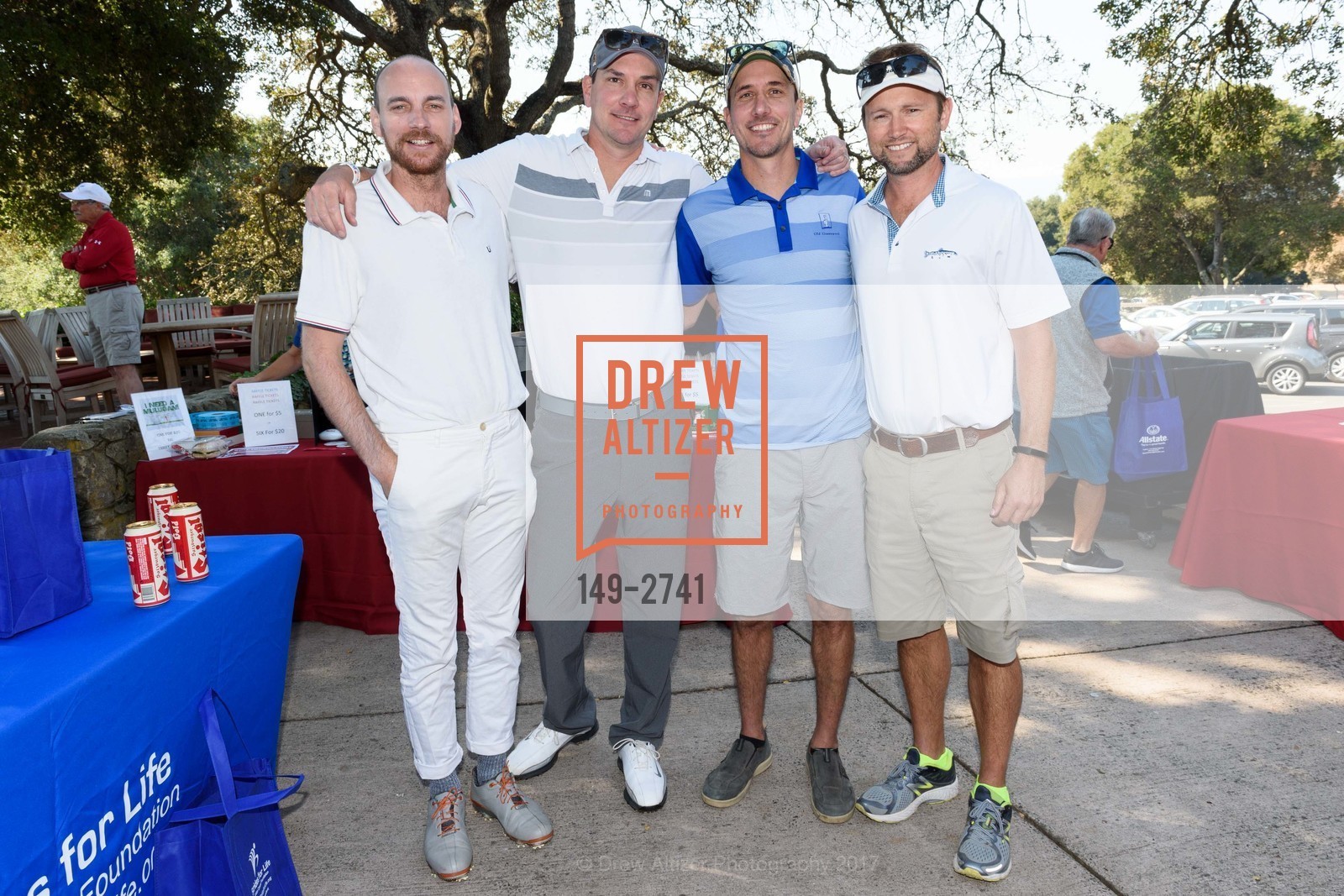 Michael Stember, Brent Hauser, Brad Hauser, Eric Edwards, Stanford Hall of Fame and Football Golf Tournament 2017, Stanford Golf Course. 198 Junipero Serra Blvd Stanford, California 94305, October 12th, 2017, Photo #149-2741 Michael Stember, Brent Hauser, Brad Hauser, Eric Edwards, Photo #149-2741
