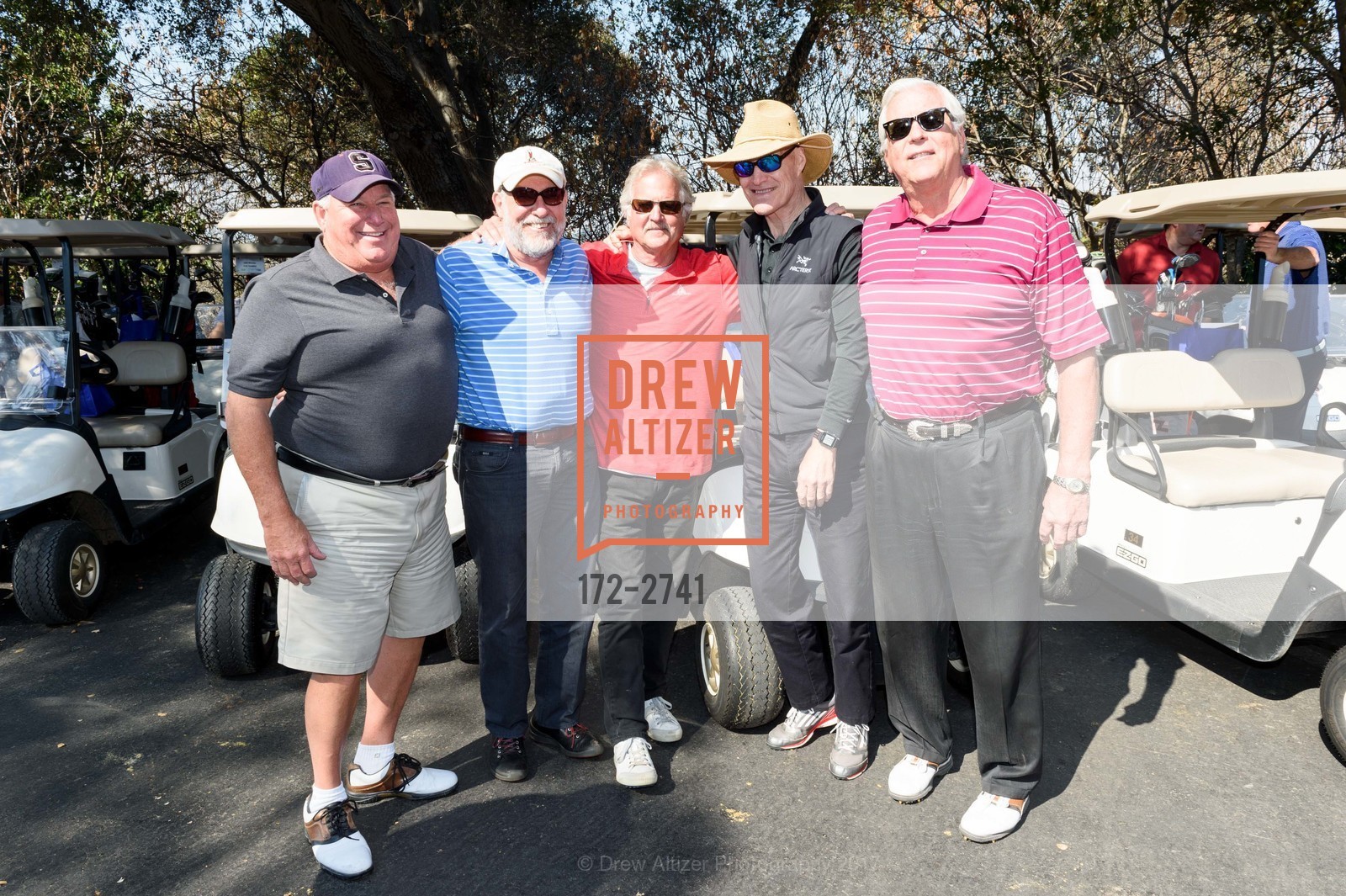 Dennis Bragonier, Dennis Sheehan, Eric Cross, Dennis Peterson, Kramer, Brad Williams, Stanford Hall of Fame and Football Golf Tournament 2017, Stanford Golf Course. 198 Junipero Serra Blvd Stanford, California 94305, October 12th, 2017, Photo #172-2741 Dennis Bragonier, Dennis Sheehan, Eric Cross, Dennis Peterson, Kramer, Brad Williams, Photo #172-2741