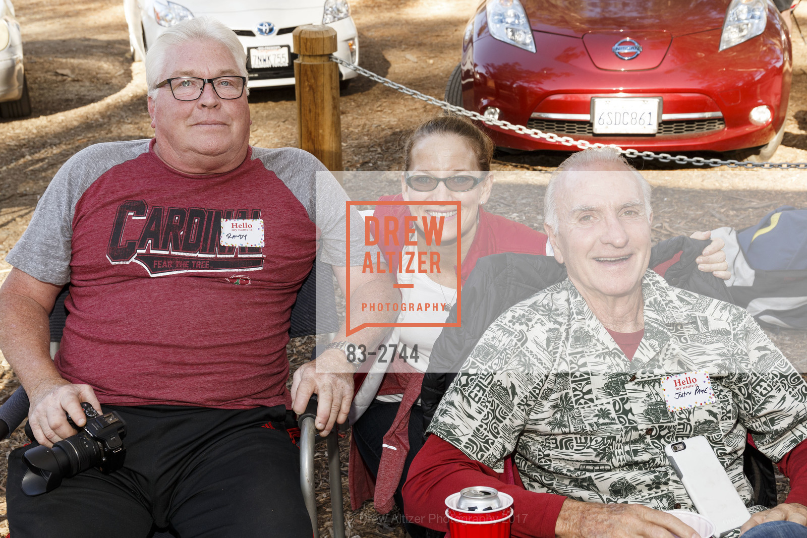 Randy Starman, Amy Paye Venuto, John Paye Sr., Stanford Re-Union Luau Tailgate party 2017, Lausen Picnic Area at Stanford. (SE corner of Lasuen Ave. and Campus Drive), October 14th, 2017, Photo #83-2744 Randy Starman, Amy Paye Venuto, John Paye Sr., Photo #83-2744
