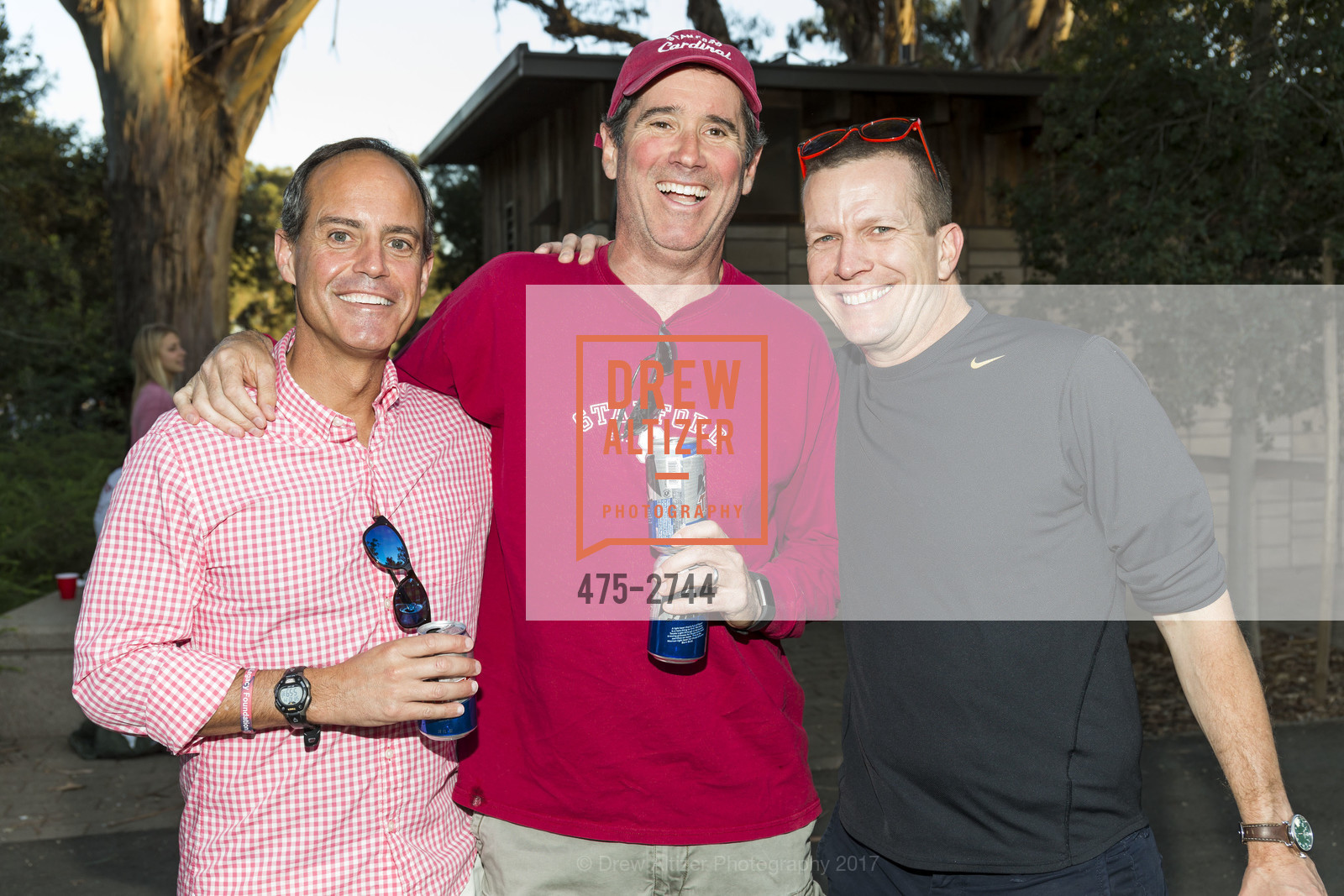 Todd Locicero, John Mahoney, Spencer Cotton, Stanford Re-Union Luau Tailgate party 2017, Lausen Picnic Area at Stanford. (SE corner of Lasuen Ave. and Campus Drive), October 14th, 2017, Photo #475-2744 Todd Locicero, John Mahoney, Spencer Cotton, Photo #475-2744