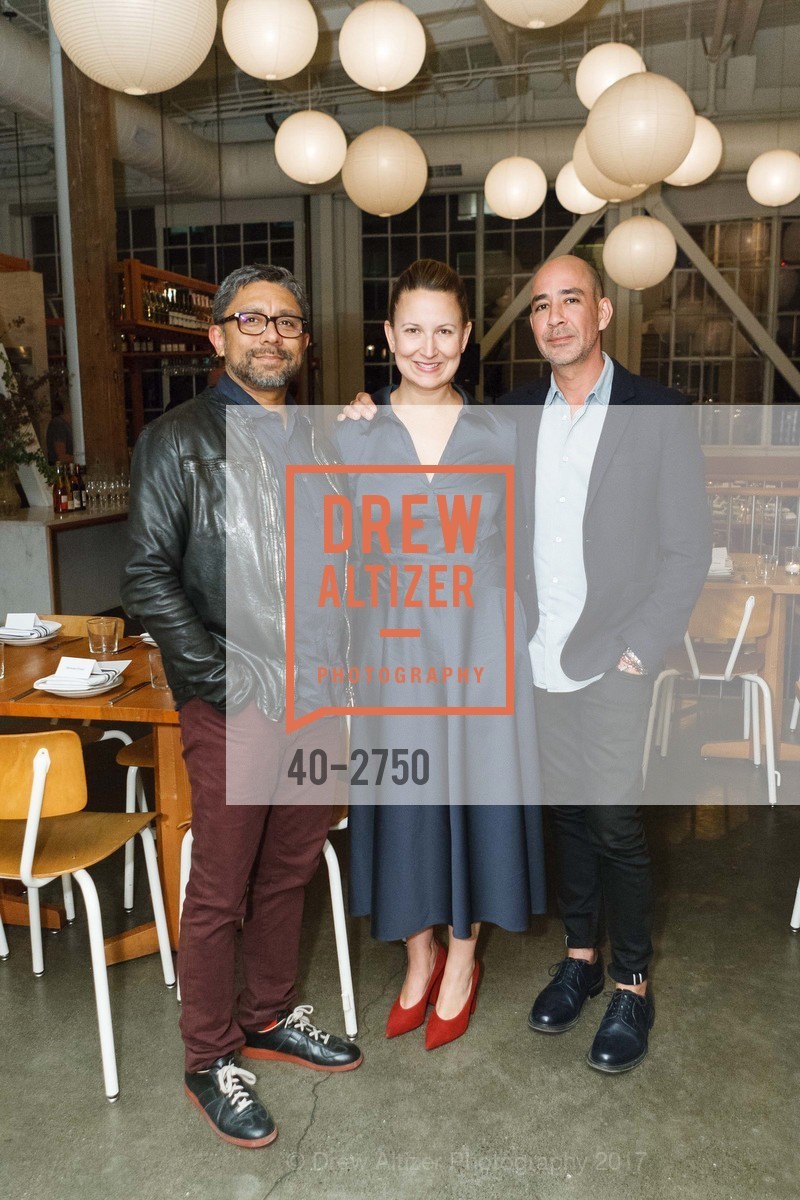 Chris Perez, Lauren Ryan, Adrian Rosenfeld, CCA Wattis Mechanisms Artist Dinner, Tartine Manufactory. 595 Alabama Street, SF 94110, October 11th, 2017, Photo #40-2750 Chris Perez, Lauren Ryan, Adrian Rosenfeld, Photo #40-2750