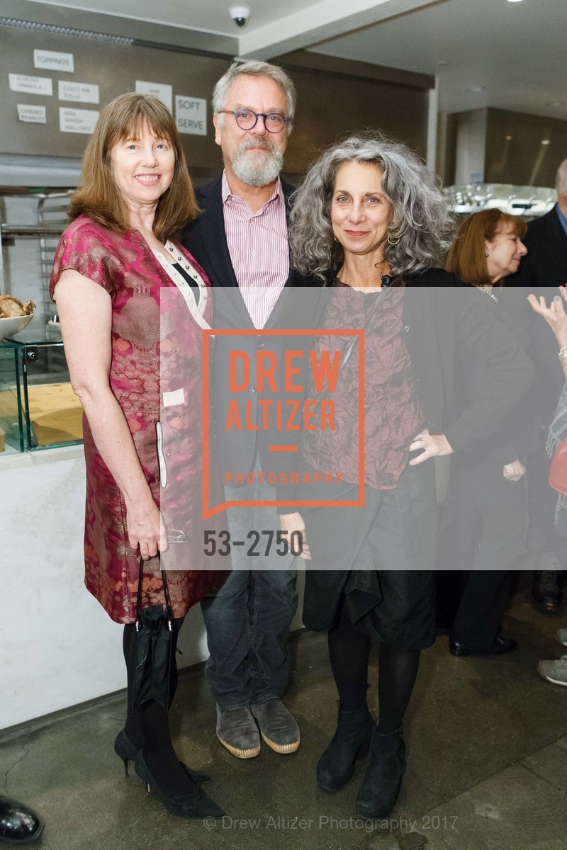 Leslie Berriman, Nion McEvoy, Frish Brandt, CCA Wattis Mechanisms Artist Dinner, Tartine Manufactory. 595 Alabama Street, SF 94110, October 11th, 2017, Photo #53-2750 Leslie Berriman, Nion McEvoy, Frish Brandt, Photo #53-2750
